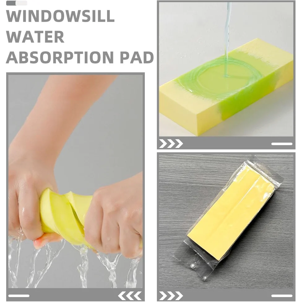 Didiseaon 4 Almohadillas Absorbentes De Agua Para Alféizar De Ventana Almohadilla De Esponja Recortable Tiras Antifugas Para Proteger Paredes Y Superficies En Lluvias Y Tormentas