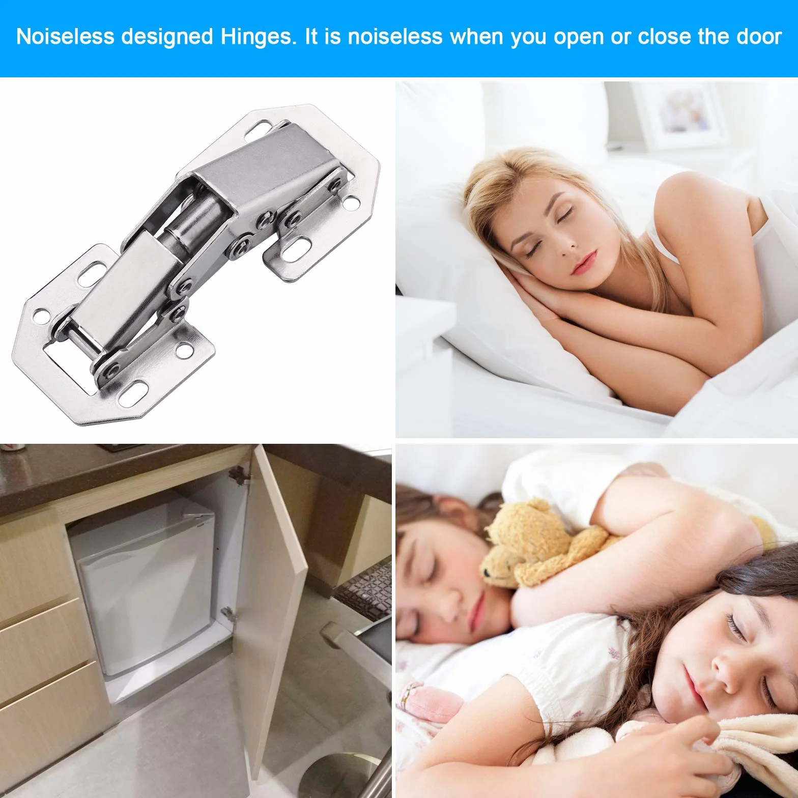 JIZZU 10 Piezas Bisagras Puertas Cocina, Bisagra Puertas Madera de Cierre Suave 90 Grados