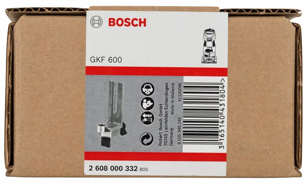 Bosch 1x Guía Auxiliar (Accesorio para fresador Affleureuse Bosch GKF 18V-8, GLF 18V-8, GKF 600, GLF 55-6)
