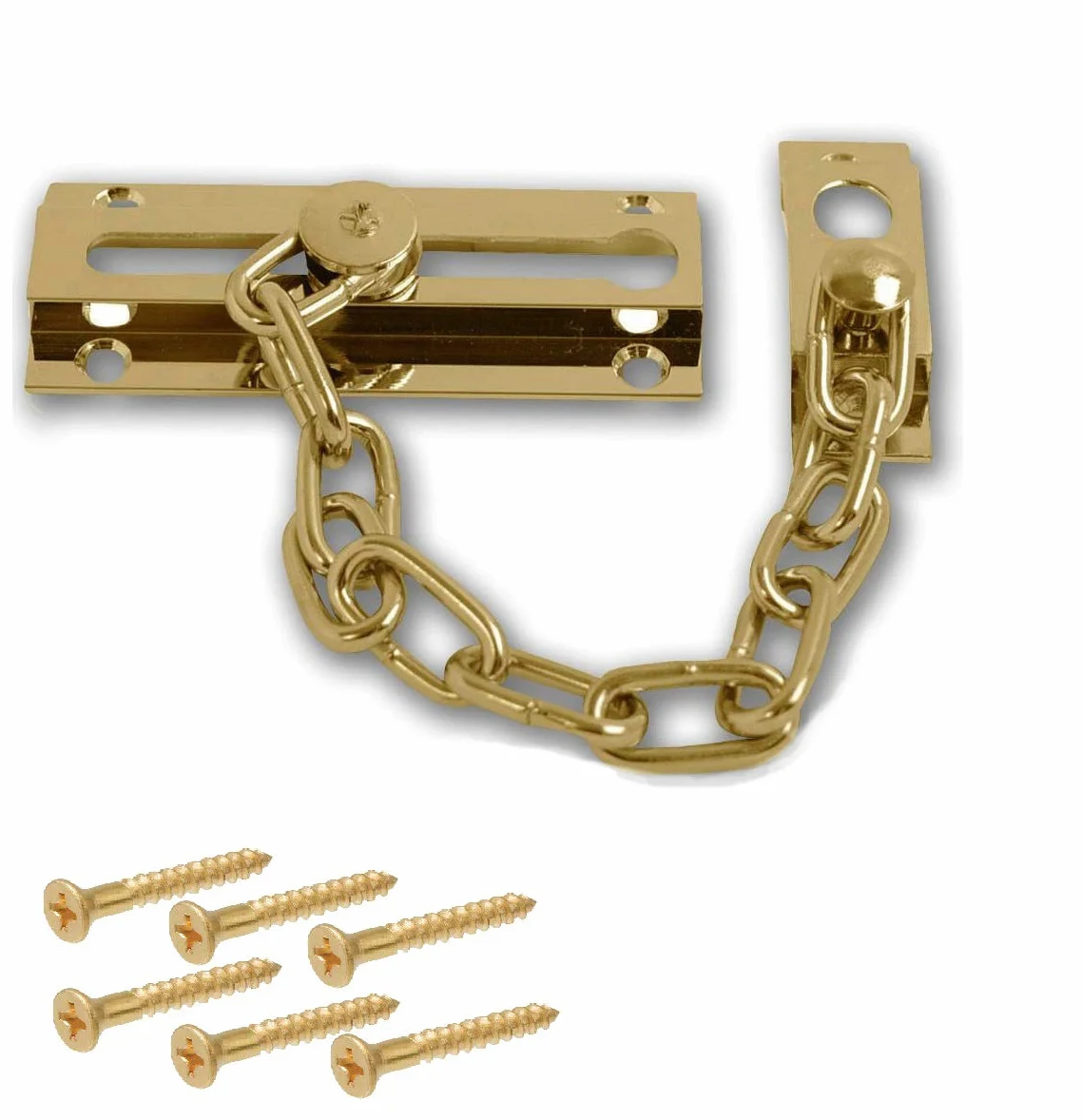 Merriway BH06518 - Cadena de seguridad para puerta (latón pulido, 1 unidad), color dorado