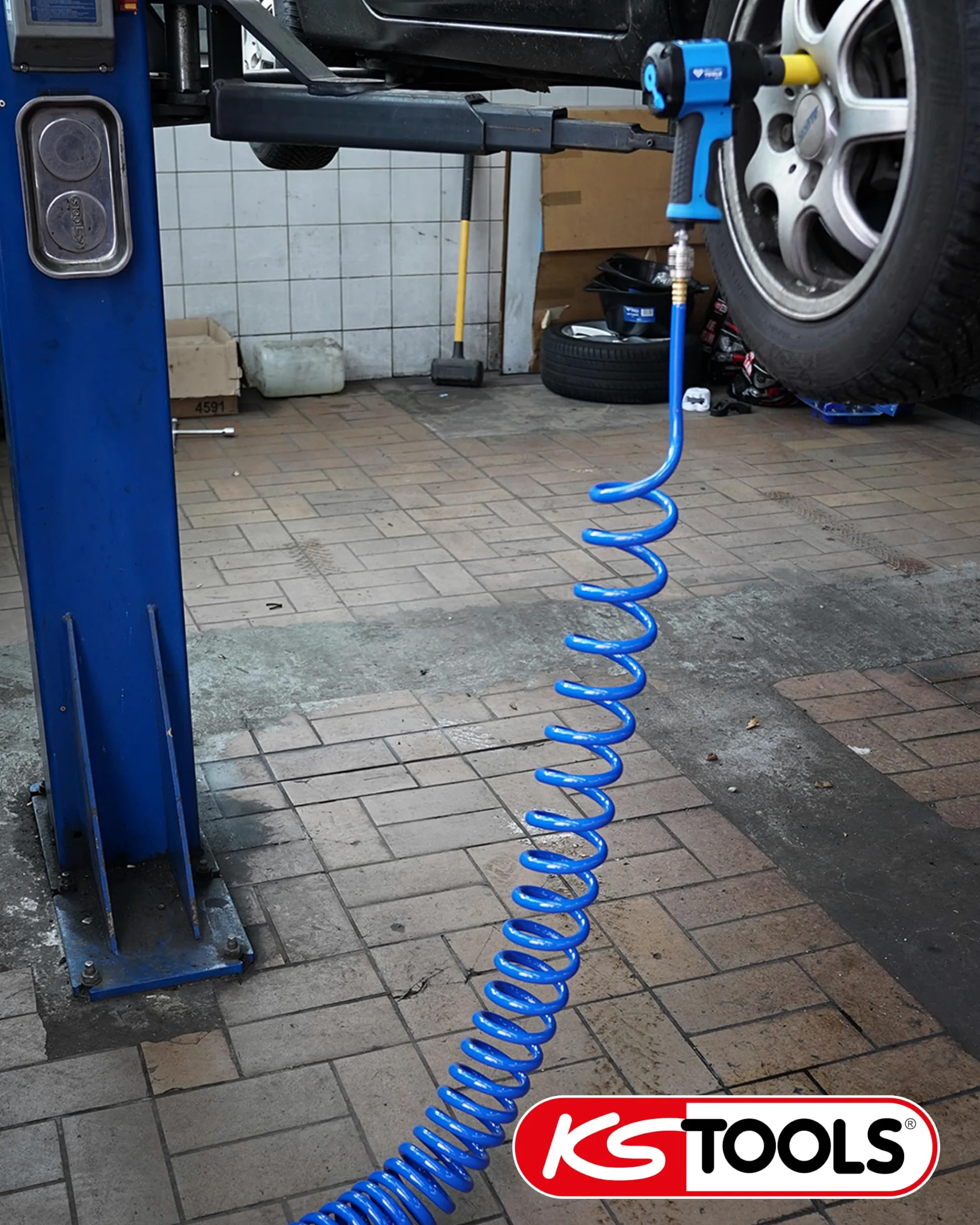 BRILLIANT TOOLS BT160035 Manguera de aire comprimido en espiral Ø 10 mm, 10 metros [Powered by KS TOOLS]