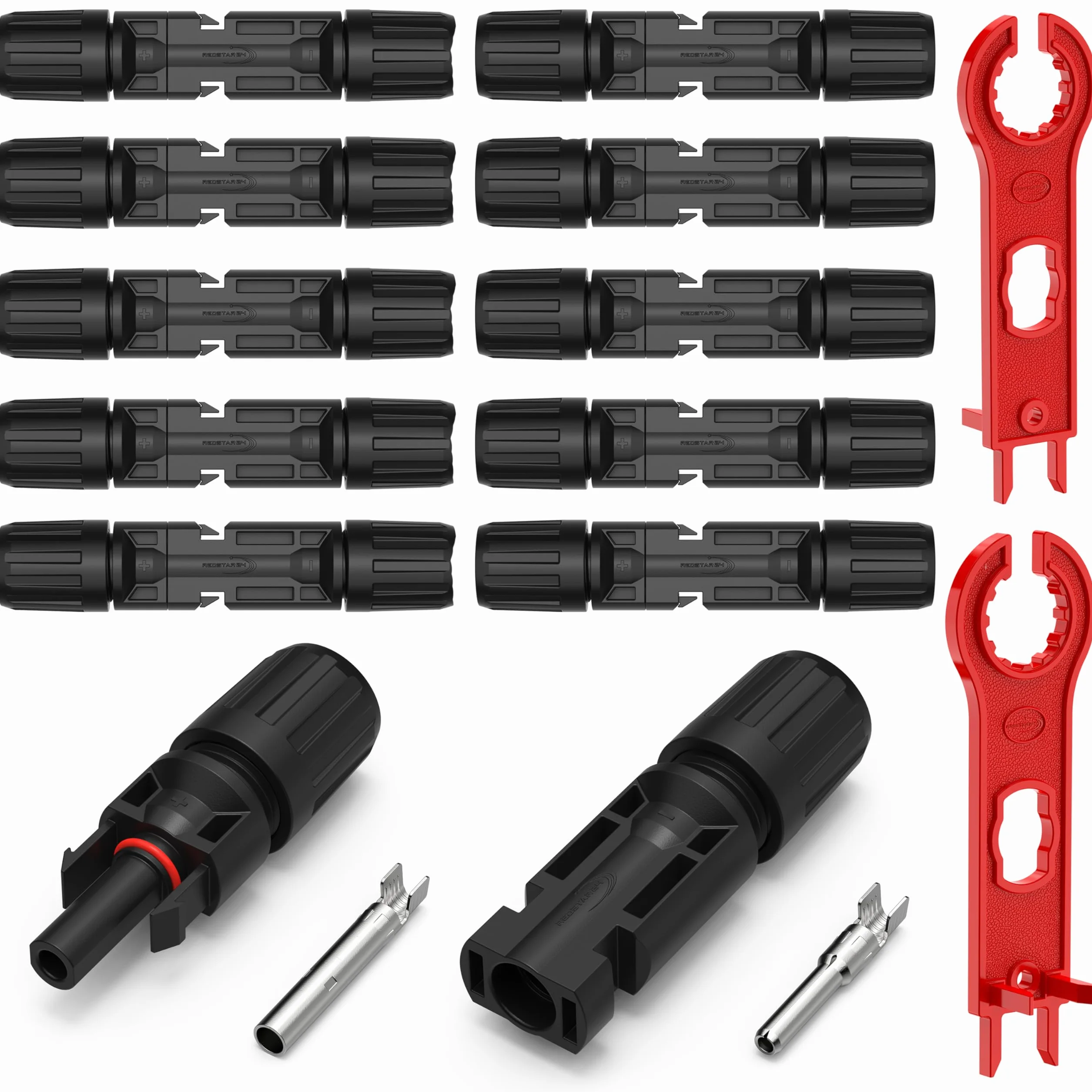 RedStar24 Conectores solares 20 pares - Conector PV macho & hembra para panel solar IP67 resistente al agua, para cables solares de 4mm2 & 6mm2, conectores fotovoltaicos para instalación solar