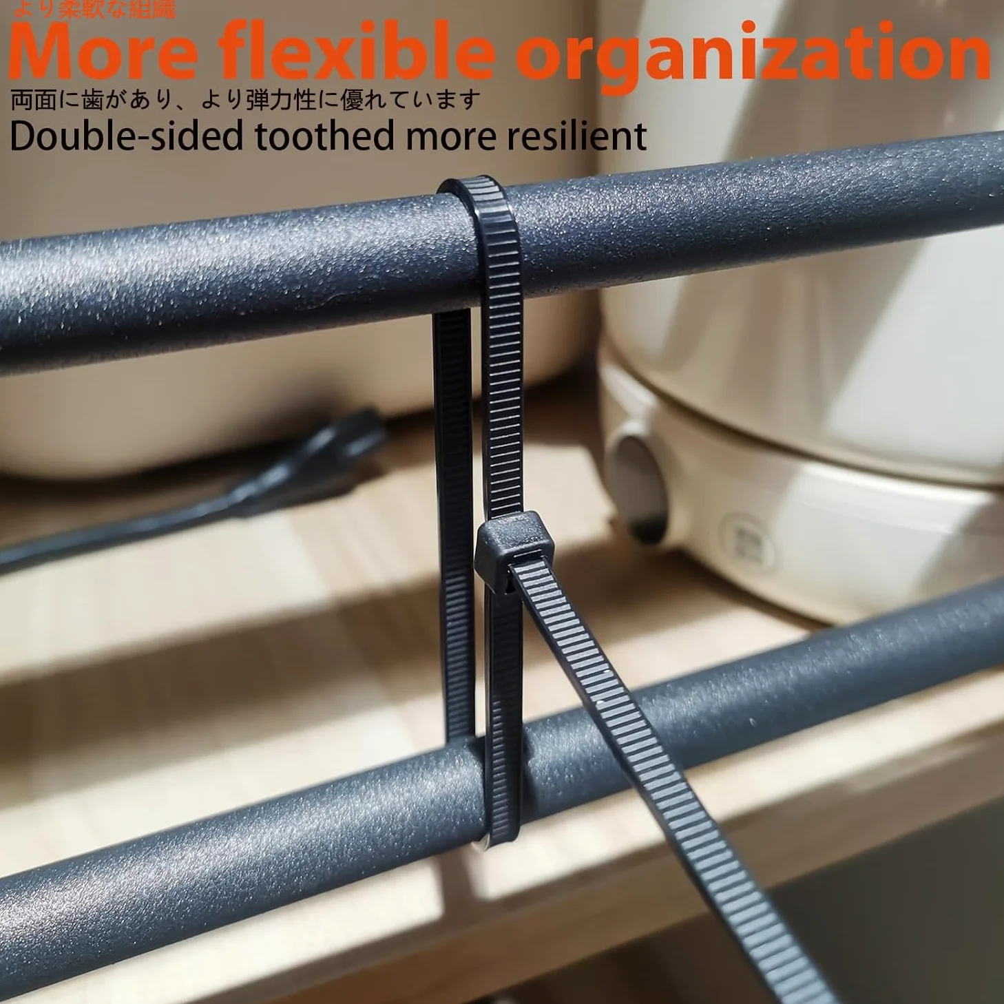 bridas plásticas Cierre de zip de 200+300+350+450mm, dentado doble, Atadura de cables Heavy Duty de 45kg con correas de nylon ajustables autobloquantes y para interior/exterior (400 piezas)