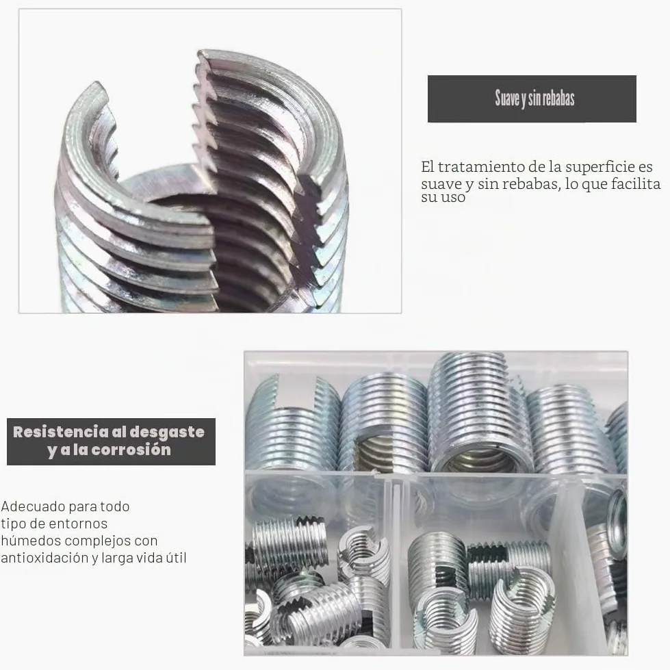 60 Piezas Insertos Roscados M3 M4 M5 M6 M8 M10 M12,Tornillo Inserto Ranurados Inserciones de Rosca Autorroscantes, Herramientas de Reparación de Roscas