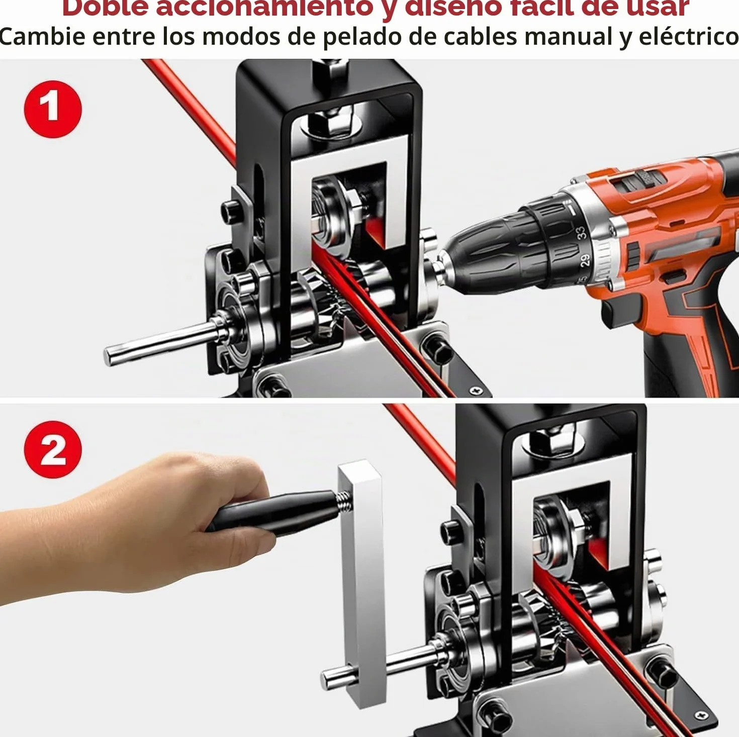 Cable Maquina de Pelar Profesional, Pela Cables de Electricidad, para Cable de 1-25 mm de Diámetro con Manivela, Pelador de Cables Electricos Para Reciclaje Chatarra Cobre Pelacables Manual Automático