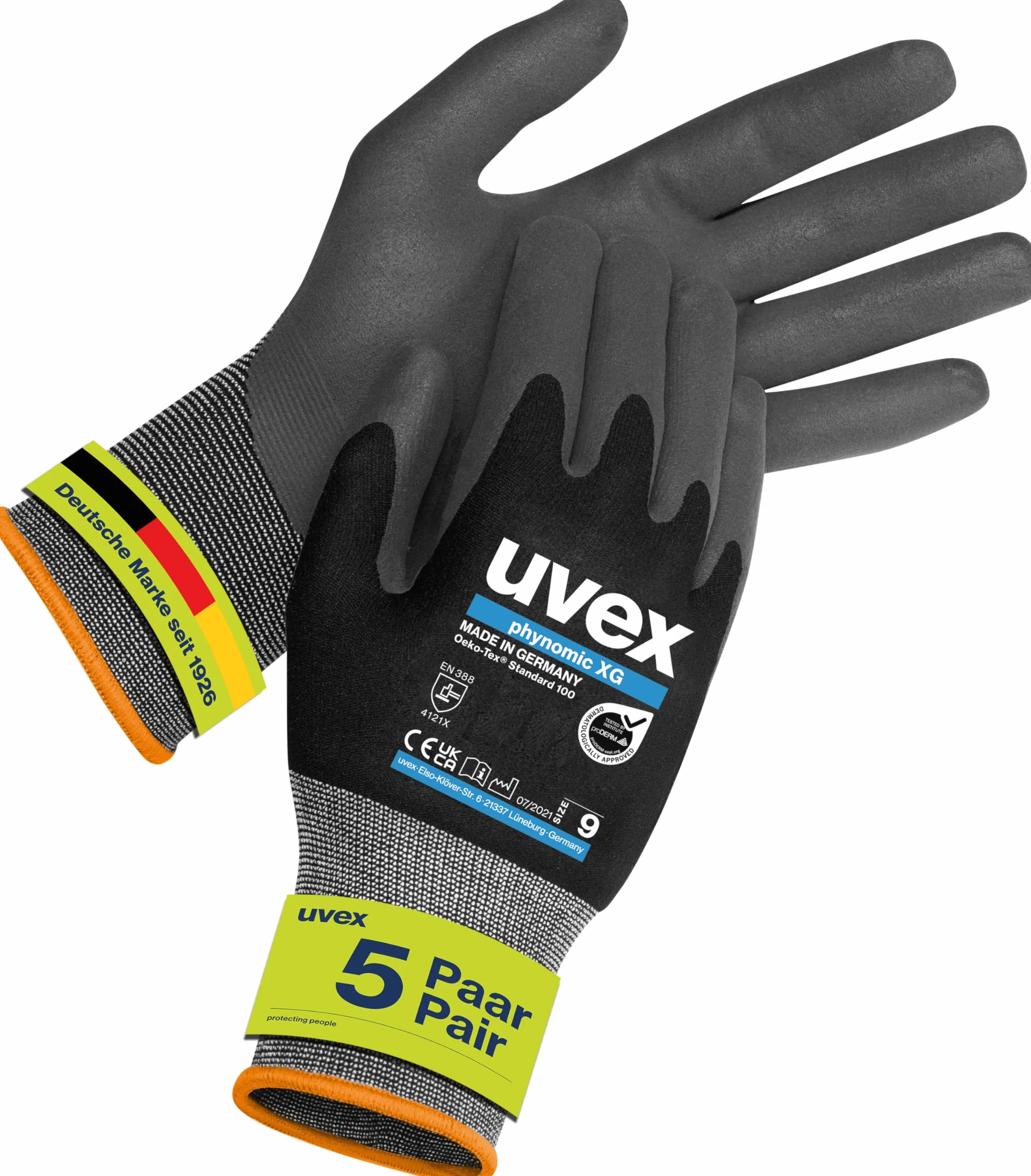 Uvex Phynomic Xg Guante de agarre Unisex adulto (Pack de 5)
