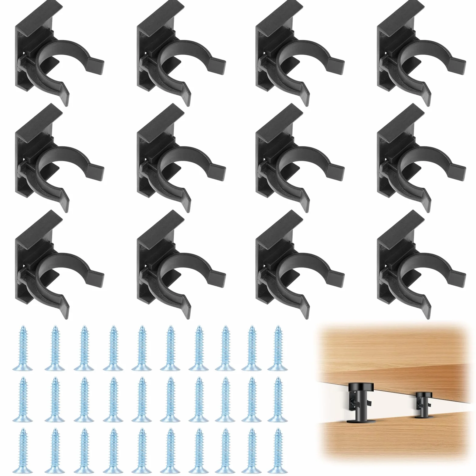 Flintronic 12 Piezas Clips de Fijación para Zócalos de Cocina, Soportes con 30 Tornillos, 27mm-33mm