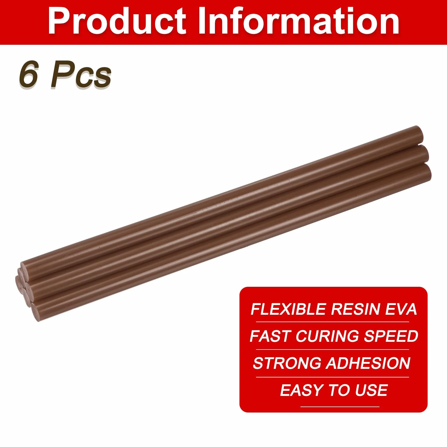 QUARKZMAN 6 Pcs Barras De Pegamento Para Pistola De Silicona Caliente, 9.8" x 0.4" Barras De Pegamento Al Por Mayor Compatibles Con La Mayoría De Pistolas Para Proyectos De Arte DIY, Marrón