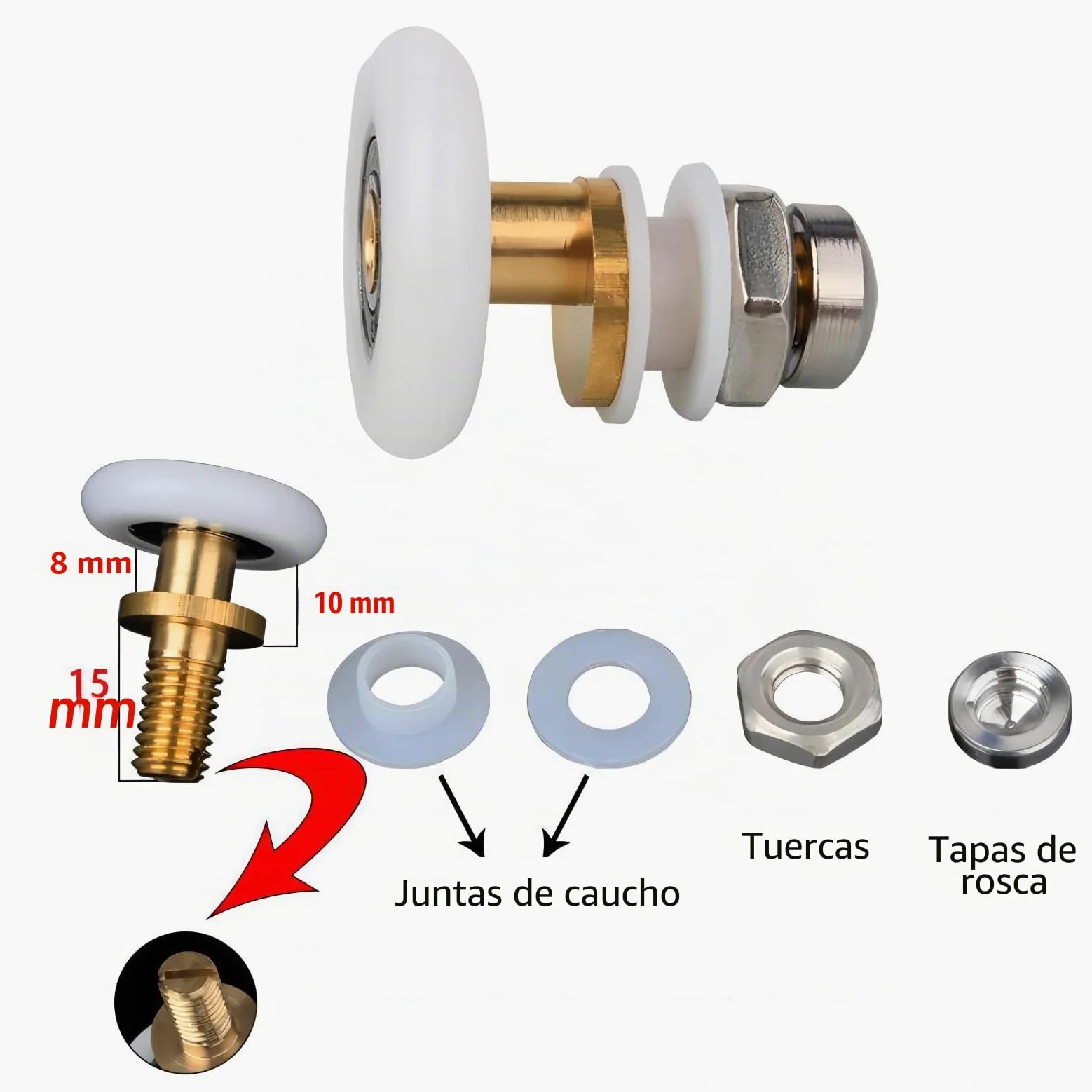 27mm Puertas de Ducha Ruedas Ruedas Corredor, 8PCS | 27mm Rodamientos Mampara Ducha Ruedas Mampara Ducha Ruedas Para Puerta de Ducha Para Puerta Corredera De Cristal Baño