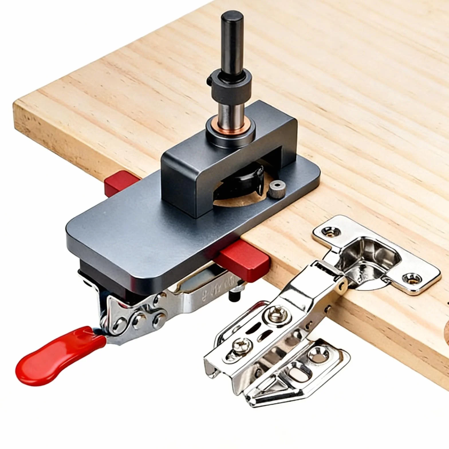 VOBOR 35mm Plantilla para Bisagras de Cazoleta, Jig de Perforación de Abrazadera con Localizador y Broca, para Puertas, Gabinetes, Muebles de Madera, Carpintería y Bricolaje