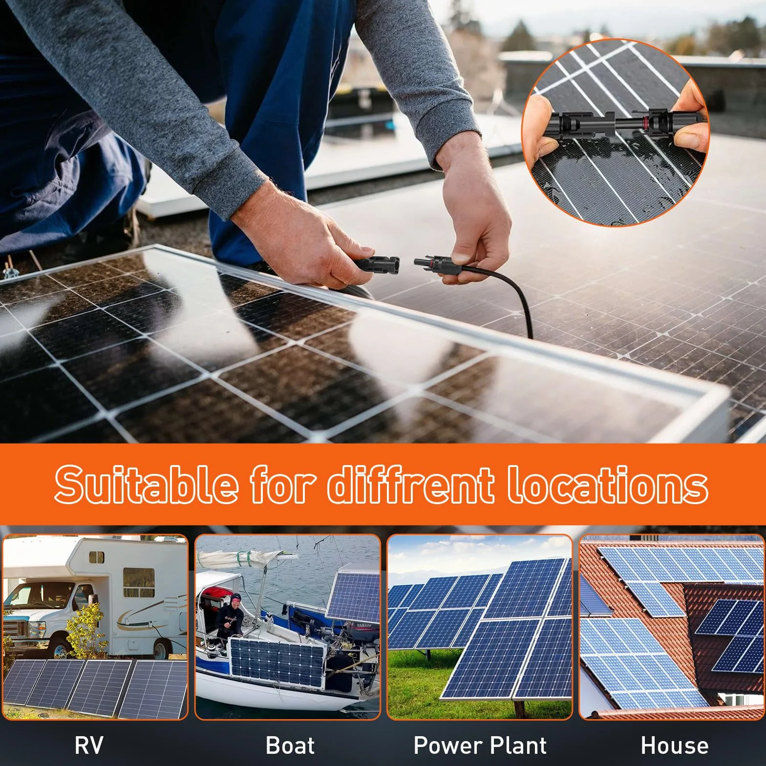 Crimpadora Terminales Para 2.5/4.0/6.0 Mm²cable Solar ，12 Pares Conectores Solares，2 Piezas Llaves，Para El Montaje De Cables De Paneles Solares