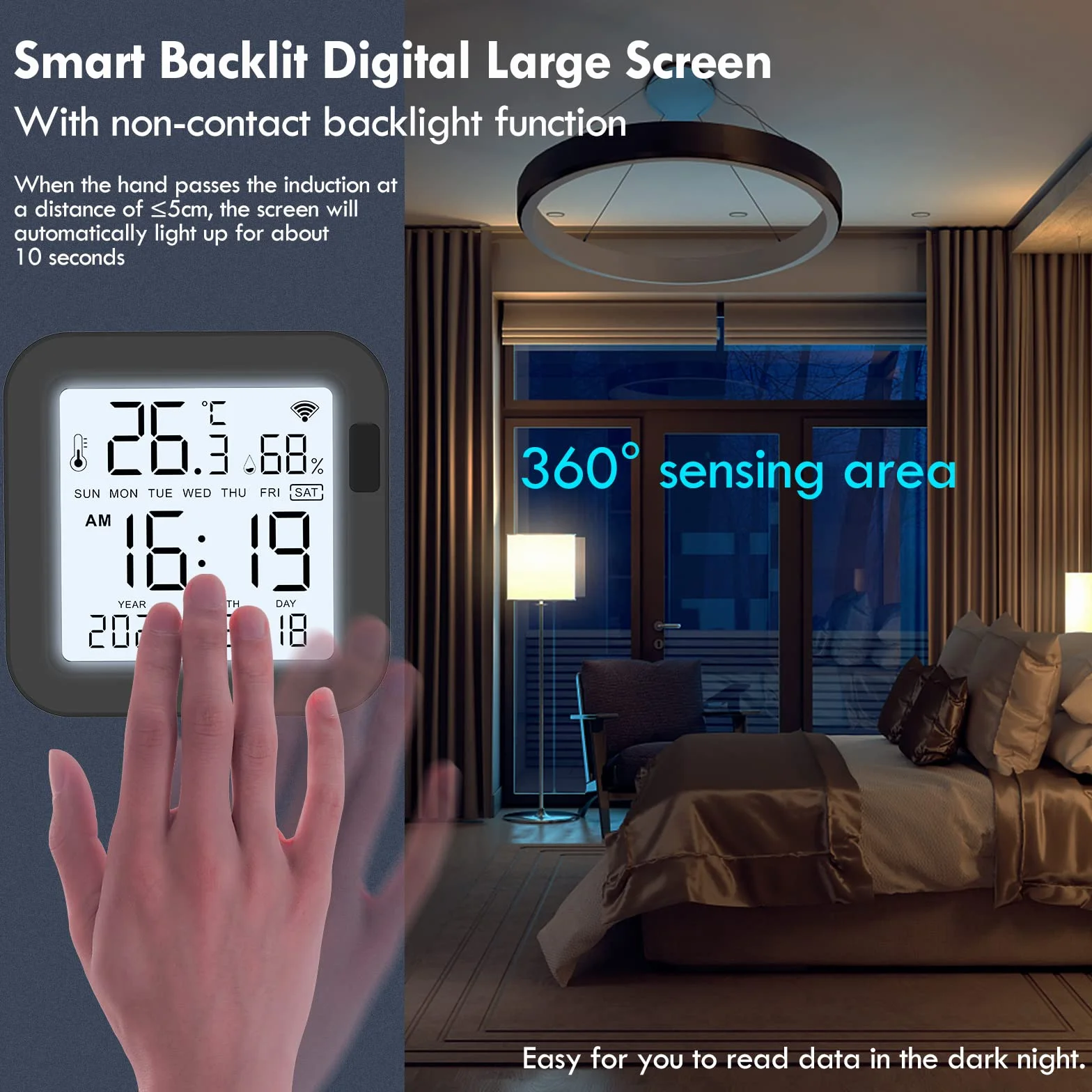 eMylo Termómetro Higrómetro WiFi Interior Exterior, Sensor Temperatura Digital con Control IR Universal, Medidor Temp/Humedad Retroiluminado, Compatible con Alexa Google Home