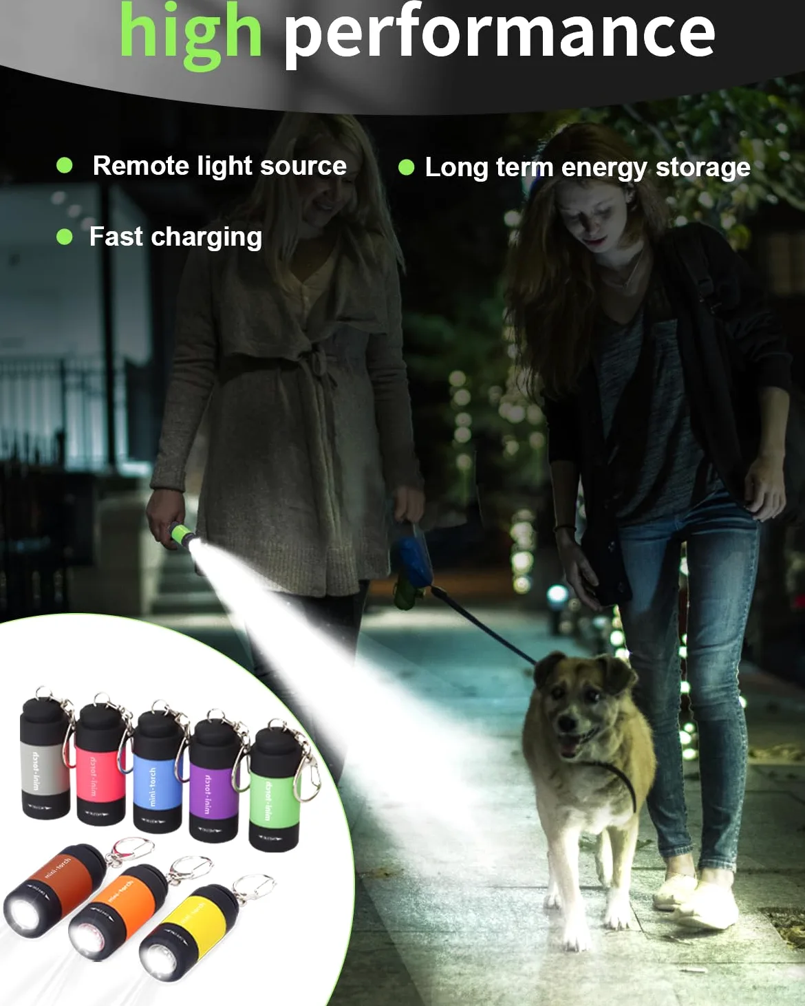 Mini Llavero USB Portatil de UCEC Linterna Recargable LED Colores 8 unds