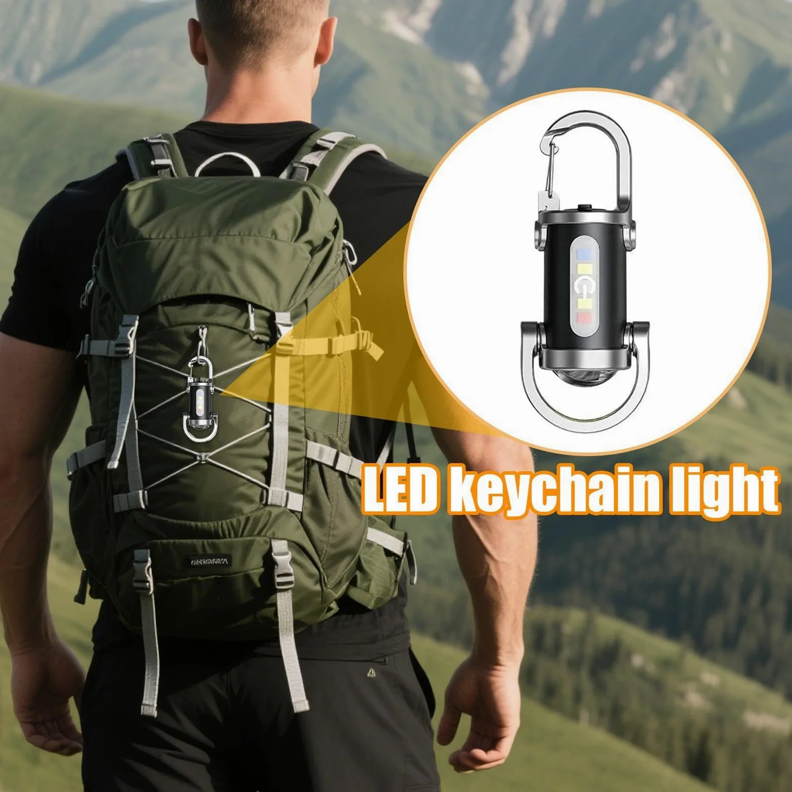 Mini llavero 2 en 1, linterna recargable con luz lateral y cargador de teléfono, linterna portátil pequeña de carga USB, ligera para situaciones de emergencia de camping al aire libre