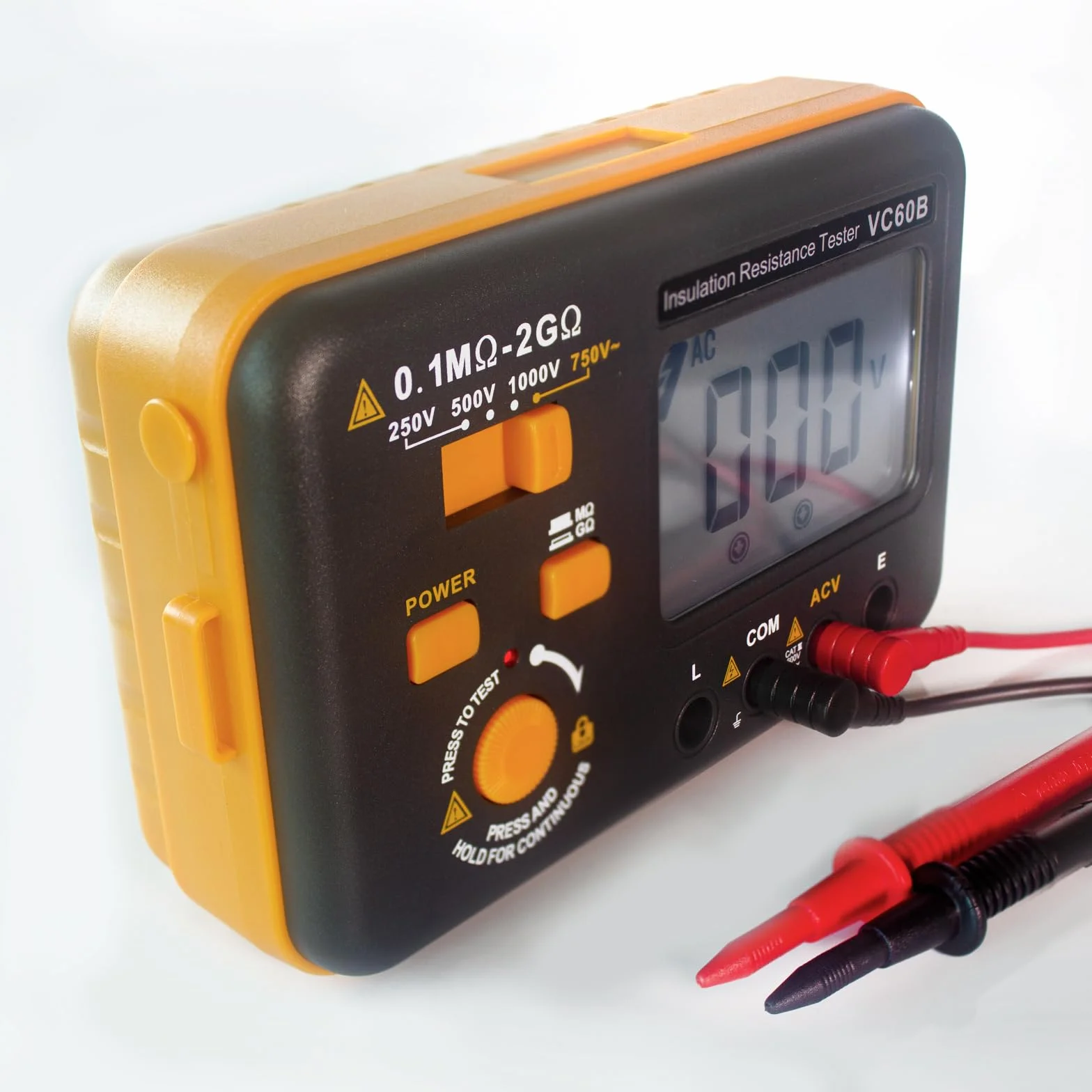 Megohmmeter Probador de Resistencia de Aislamiento 2GΩ Medición de Voltaje AC 750V Pantalla LCD