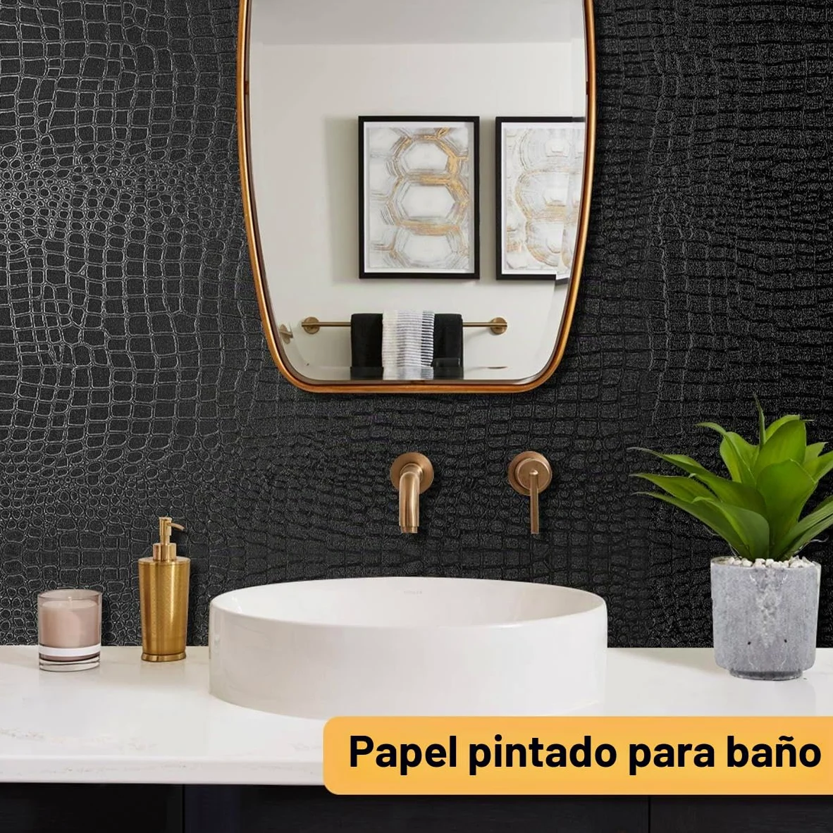 Arthome Autoadhesivo Papel Pintado Negro,44cmx10m Cocodrilo Texturado papel Vinilo Adhesivo Imitación Cuero Negro Impermeable Removible Piel de Cocodrilo para Muebles