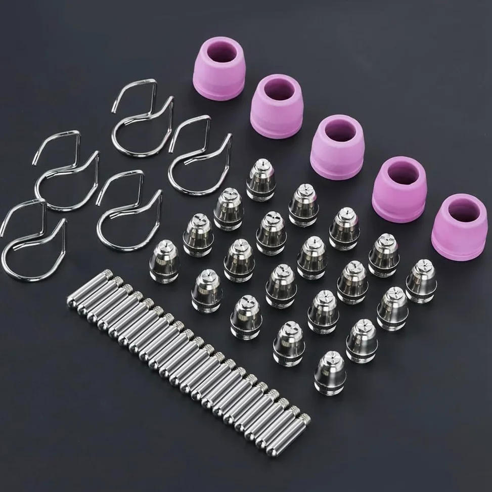 Kit de 50 Consumibles para Cortadora de Plasma AG60P. Incluye Puntas y Boquillas para Antorcha de Corte. Compatible para AG60 y WSD60.