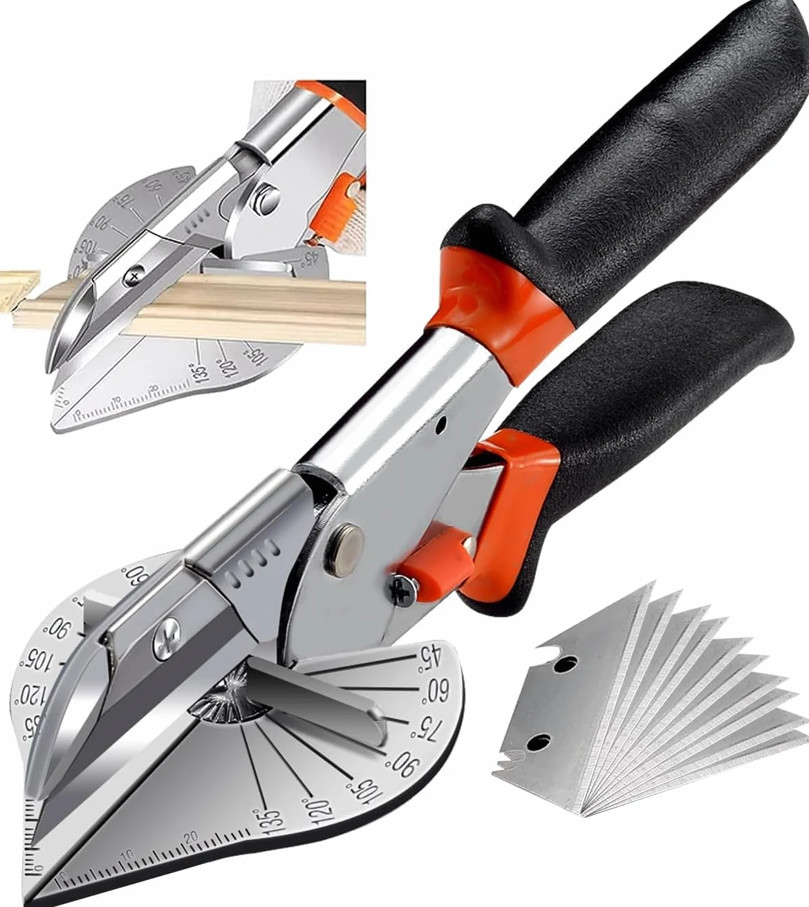 Cortador de Inglete Multiángulo[45 ° -135 °],Cizalla de junta,Herramienta de corte,Including Spare Blade for Cutting PVC PPR PE Pipe,Branch,Wire