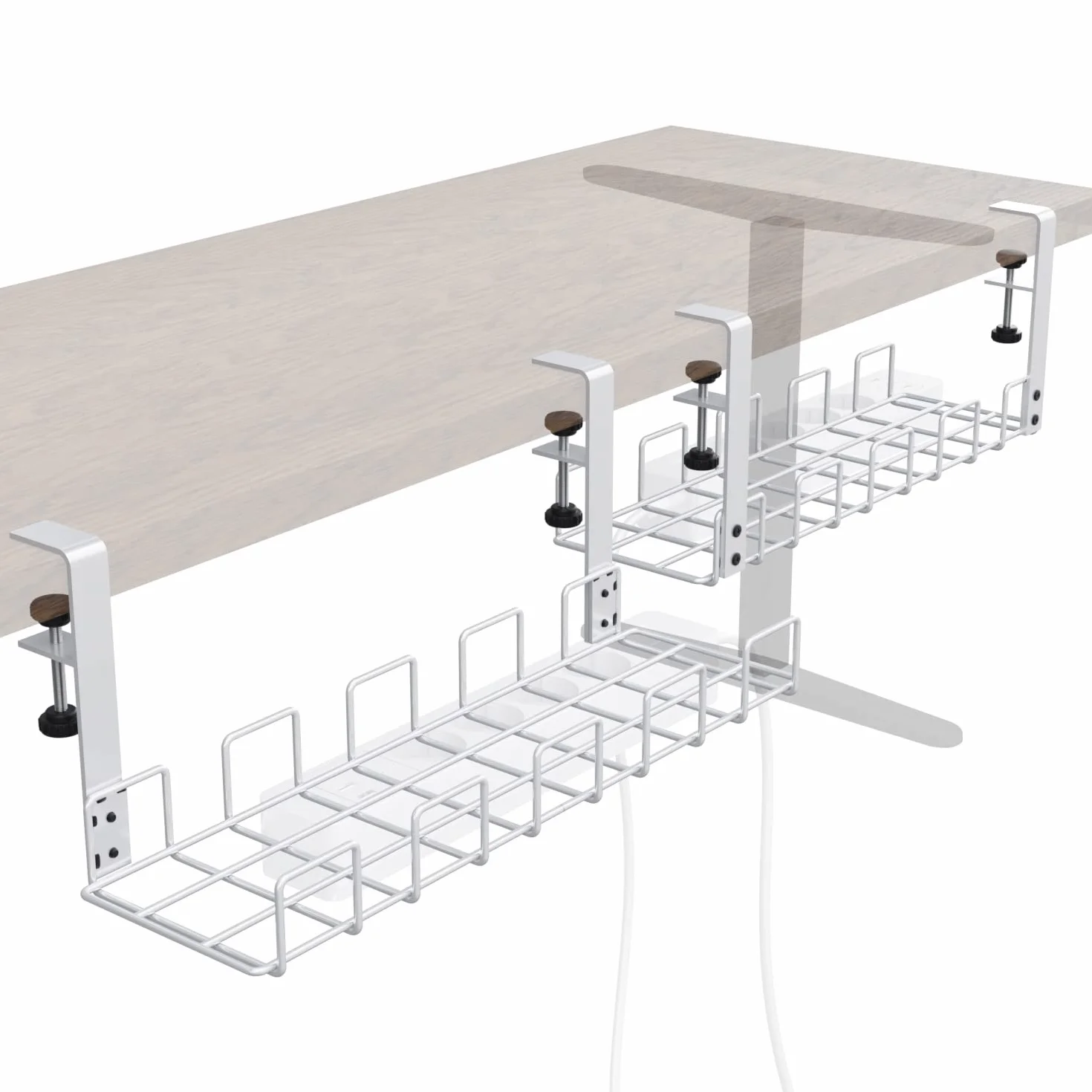KabelDirekt – Sujeta cables para escritorio con pinza para mantener el orden en el lugar de trabajo – montaje sin herramientas en 4 direcciones – (M, Blanco, diseño de cuadrícula) KD Essentials