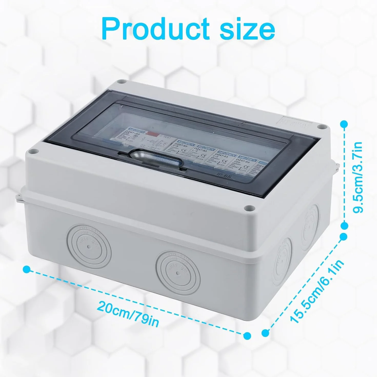 Caja de fusibles de superficie IP65 con disyuntor, disyuntor 63 A, 4 vías, 2 x 6 A+10 A+20 A+32 A, subdistribución en superficie, interruptor de separación CA, distribuidor pequeño, caja de