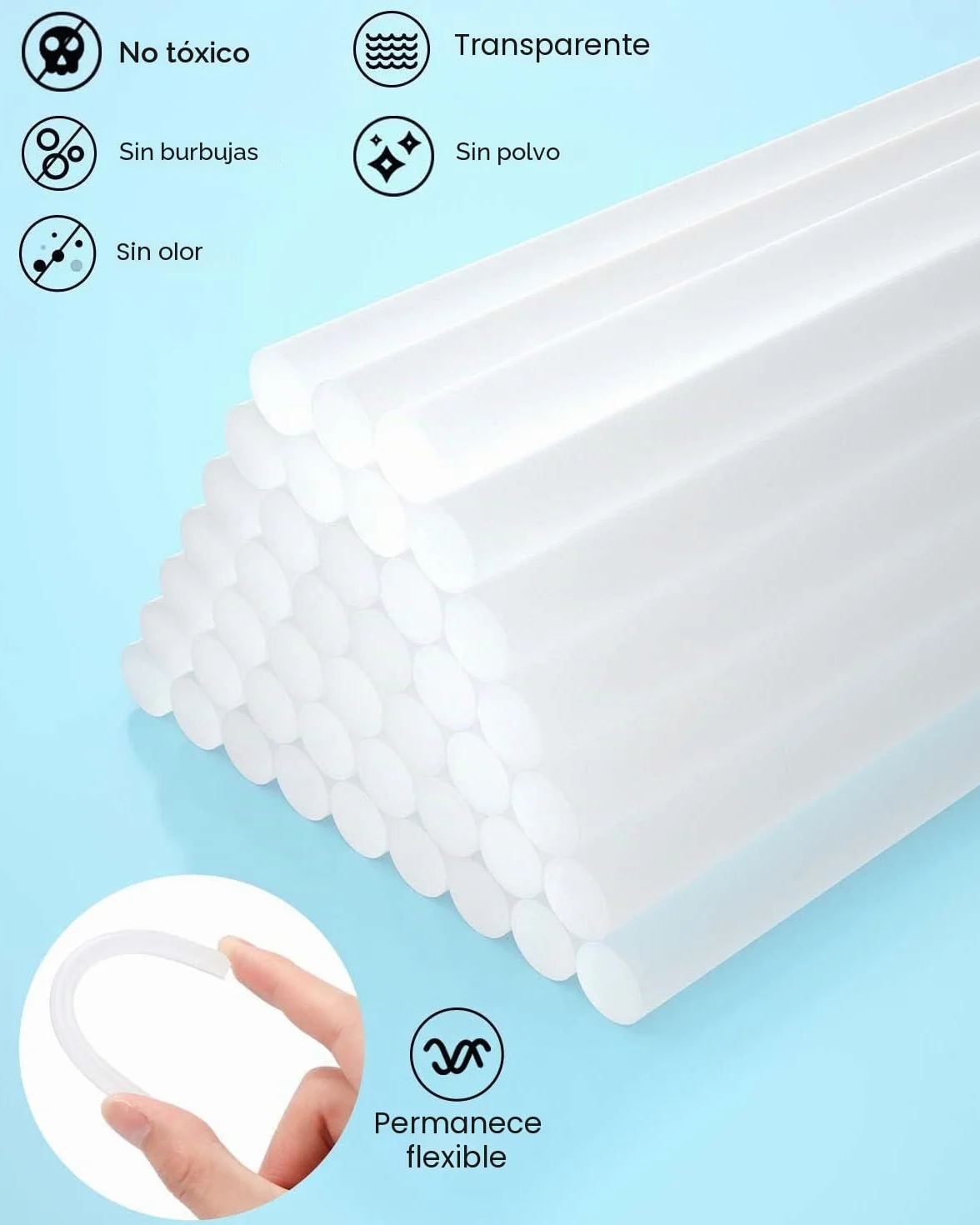 SHALL Mini barras de pegamento caliente, 7 mm x 200 mm, paquete de 100 barras de pistola de pegamento caliente transparentes, versátiles para niños y adultos para hacer bricolaje