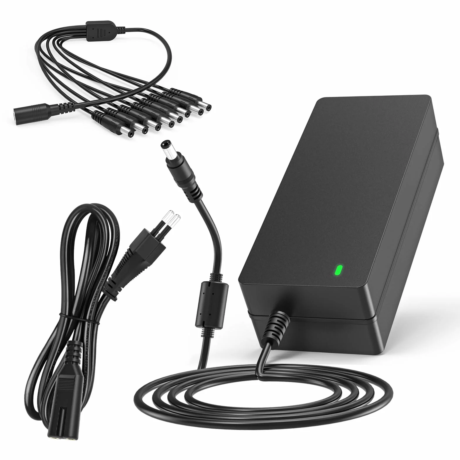 Fuente de alimentación CCTV 12V 5A 12V 5A para cámara de seguridad con cable divisor de alimentación de 8 vías, compatible con cámaras Lorex, Samsung, Q-See, Night Owl, Swann, Annke IP y