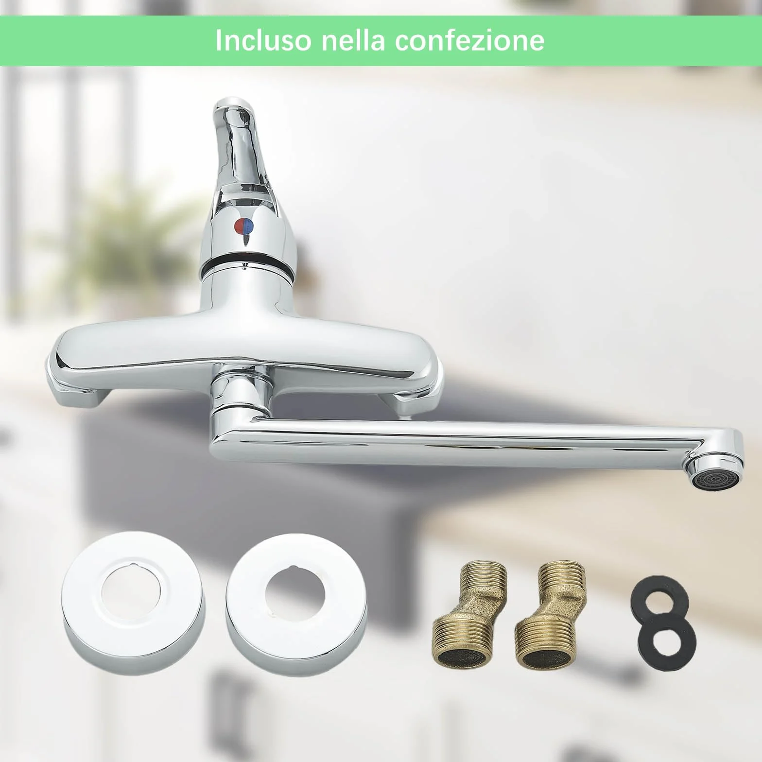 Mezclador de pared para fregadero cocina monomando galvánico boca ajustable