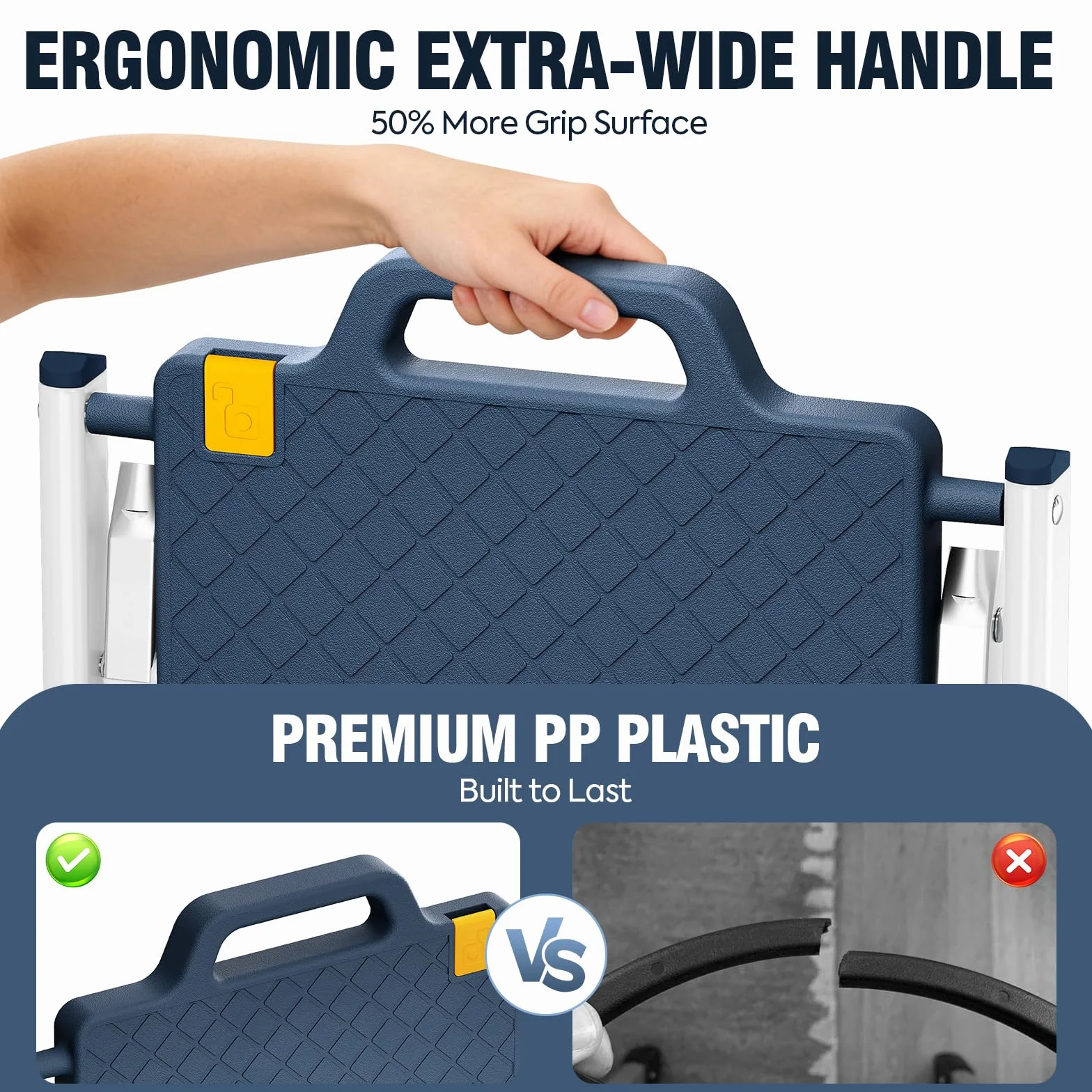 Urackify Escalera de 2 peldaños, Acero Resistente, peldaños Antideslizantes con asa, Plegable Segura con Bases Antideslizantes, Capacidad de Carga 150kg para hogar y Cocina, Azul