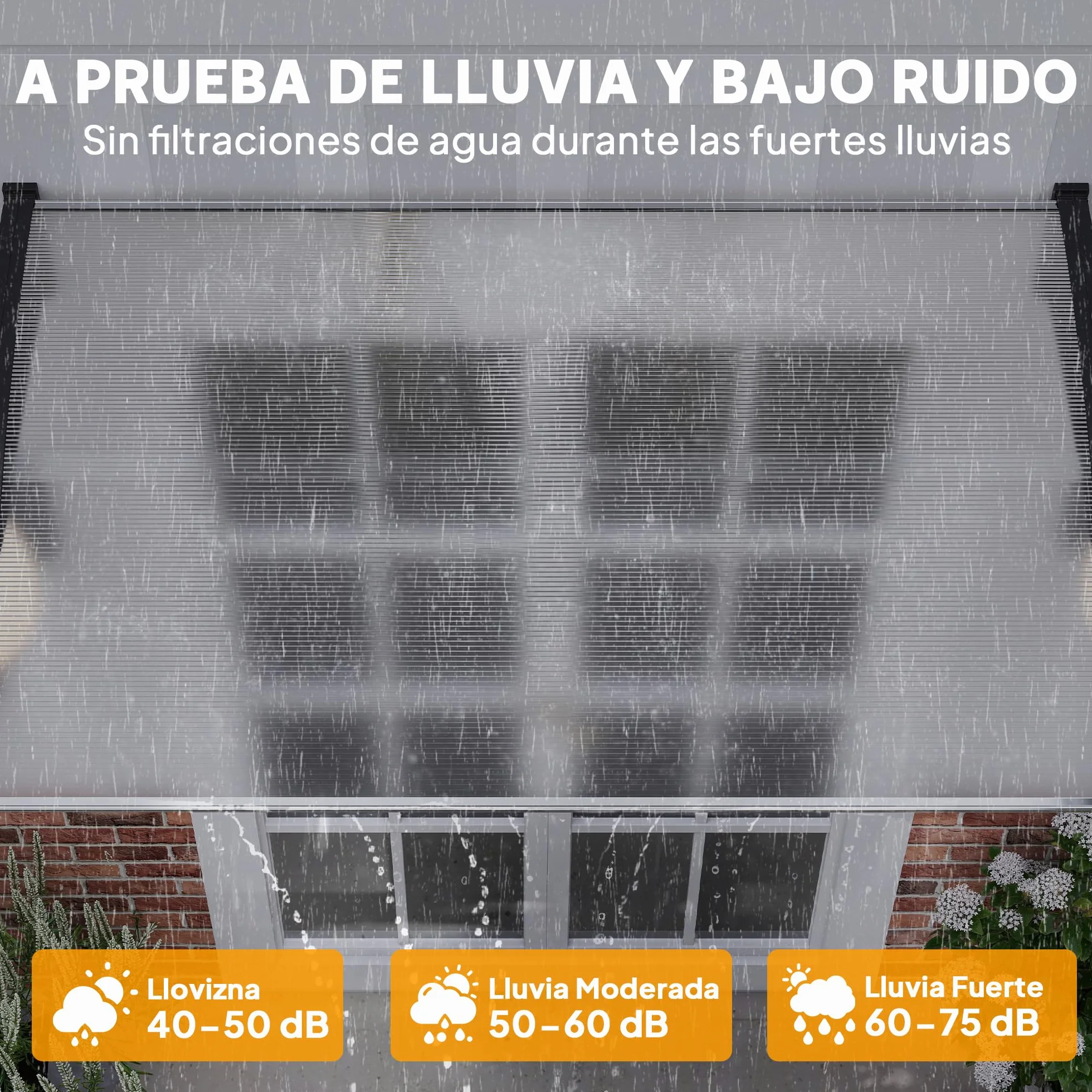 Outsunny Marquesinas Exterior 150x90 cm Tejadillo Protección Sol Lluvia Policarbonato Aluminio Blanco
