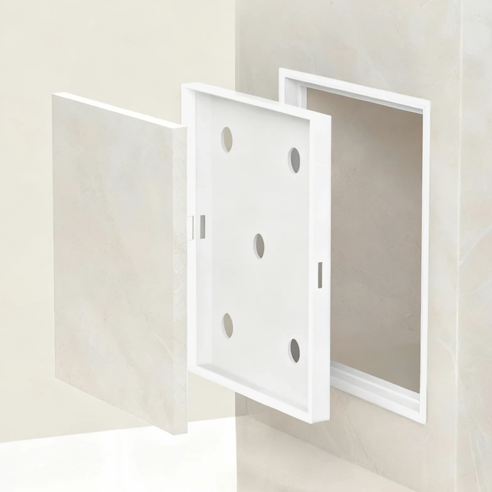 ZIMGOD Puerta de Inspección Panel de Acceso Alicatable Montaje Empotrado, Puerta de Acceso A Presión, Puerta de Inspección Impermeable para Baño/bañera(White,15x15cm (5 7/8" x5 7/8"))