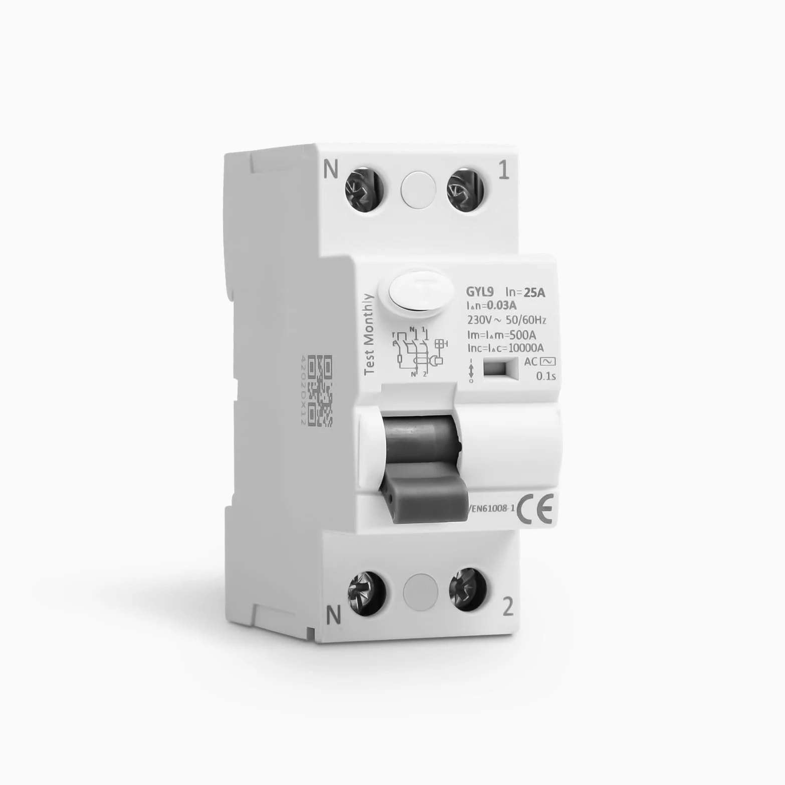 Interruptor Electromagnético Térmico Diferencial 25a 2P 30ma, Con Protección Contra Fugas Eléctricas, Adecuado Para Uso Residencial e Industrial, Instalación de Guía DIN de 240V 35mm