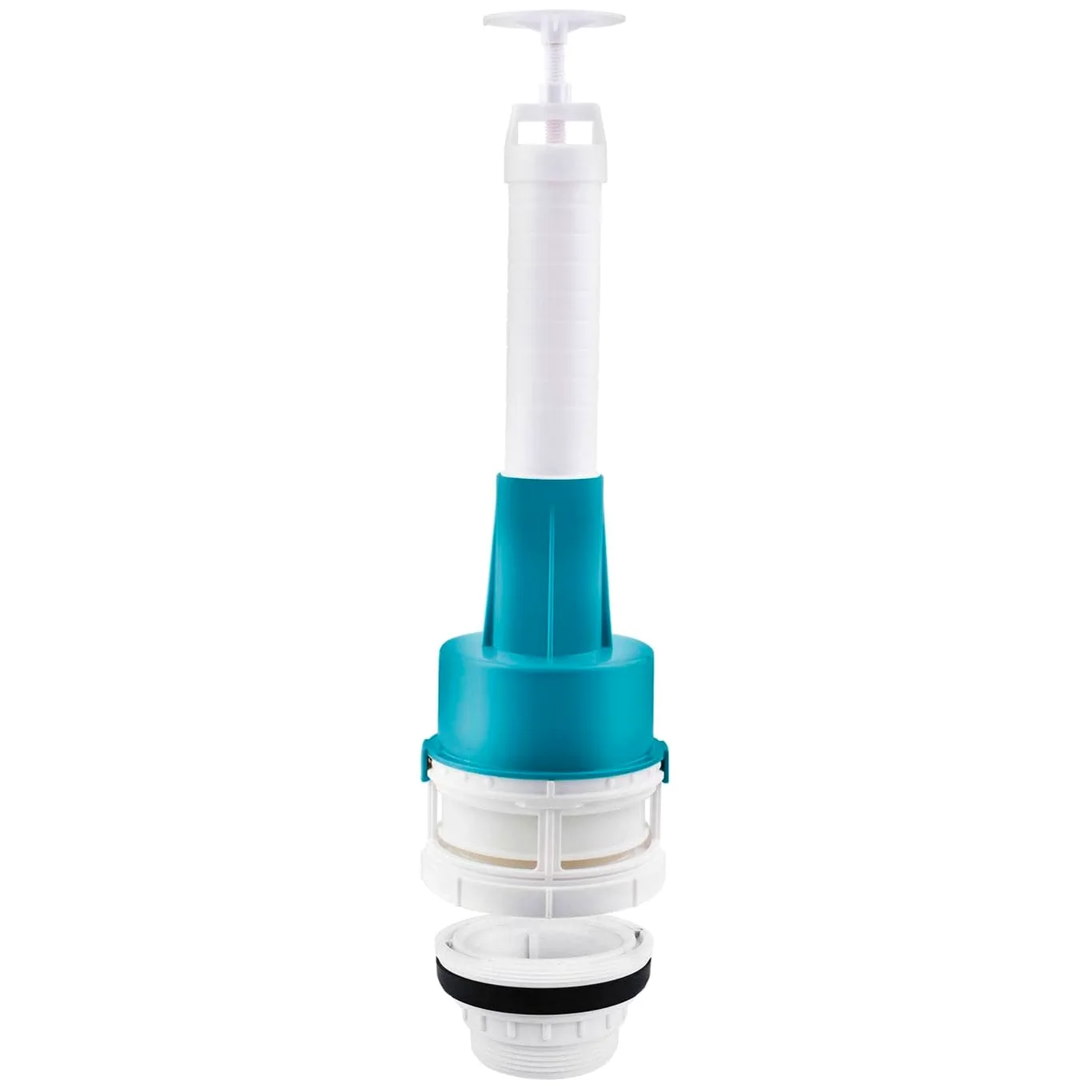 Tradineur - Descarga Universal de Cisterna - Compacta, Silenciosa, Ecológica, Rápida - Base Roscada Universal, Altura Ajustable, Botón Regulable
