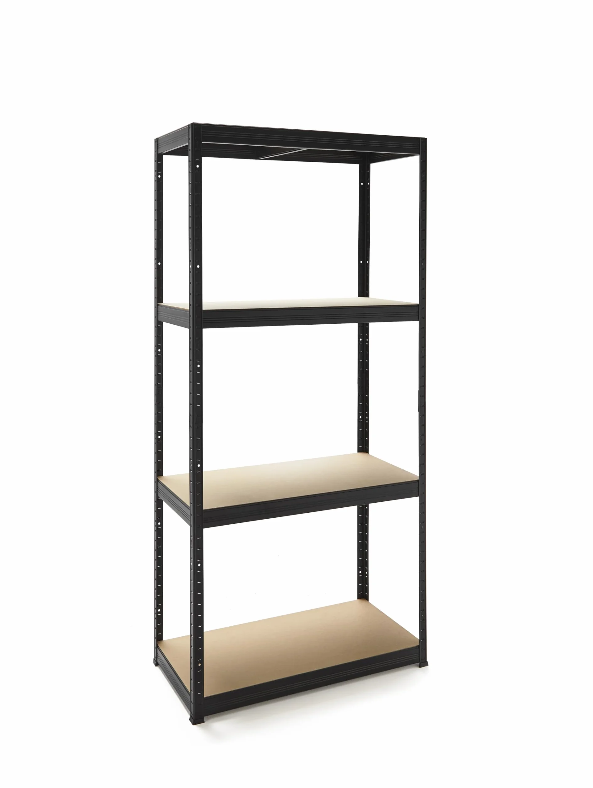 KG KITGARDEN Estantería Metálica Almacenaje Acero en Negro y 4 Baldas de MDF, 150x60x30cm