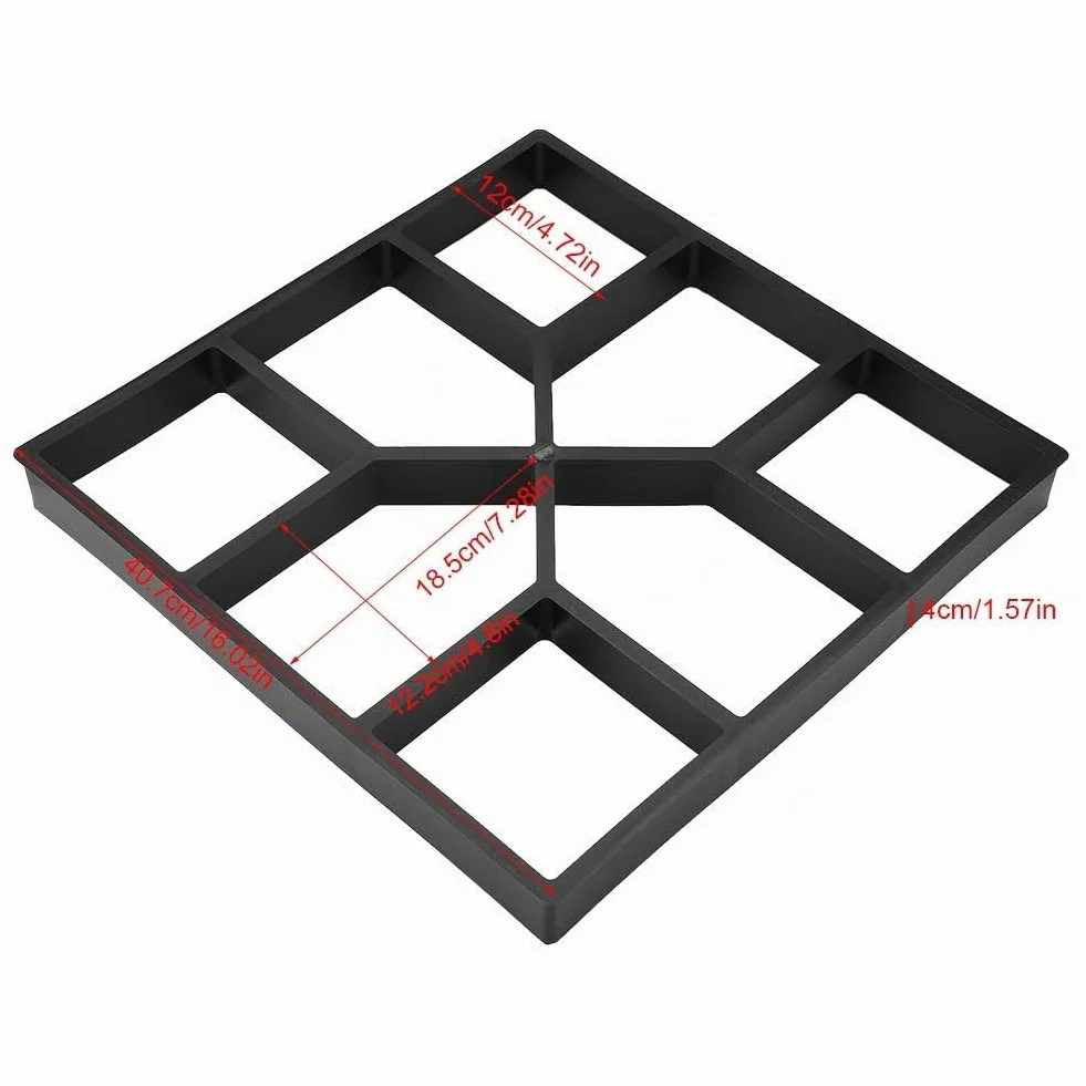 Ausla Molde para Hormigón de Jardín, 40 x 40 cm, Suelo de Cemento para Exteriores, Azulejos, DIY