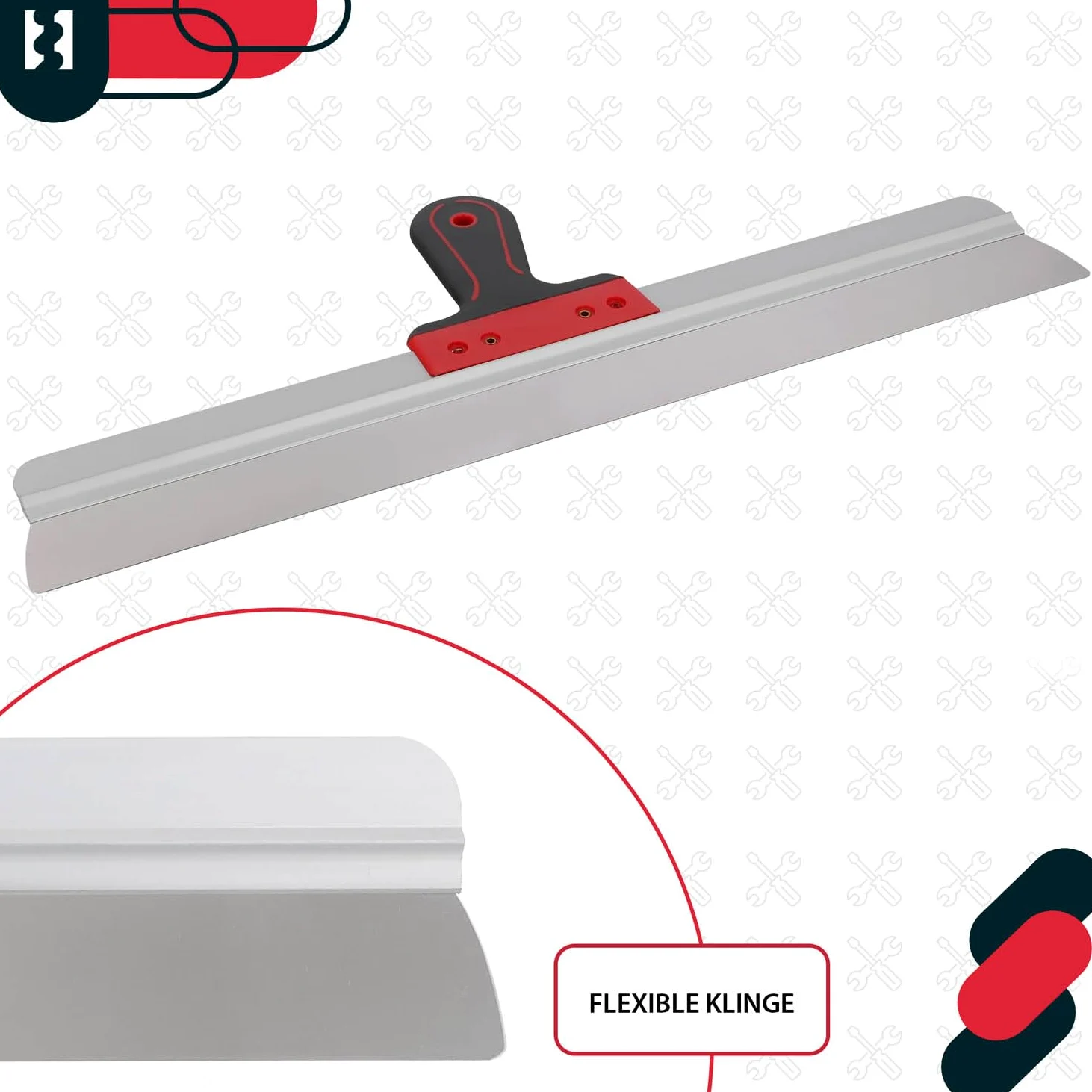 KOTARBAU® Espátula de acero inoxidable 600 mm, para aplicar y retirar yeso, masilla, ancha, para fachadas con soporte de aluminio y mango suave, de superficie