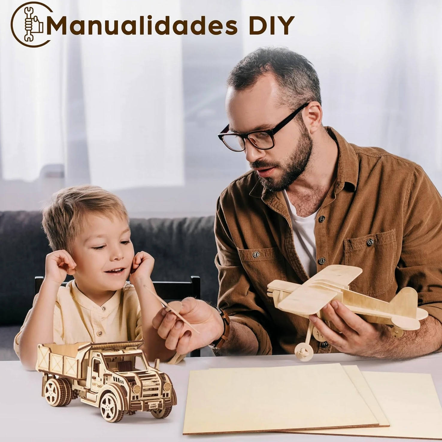 LotFancy Madera Contrachapada de 3 mm, 30 x 30 cm, 12 Piezas Paneles Finos de Bricolaje Cortados con Láser, Láminas de Madera Contrachapada, Manualidades, Kits de Construcción, Modelismo