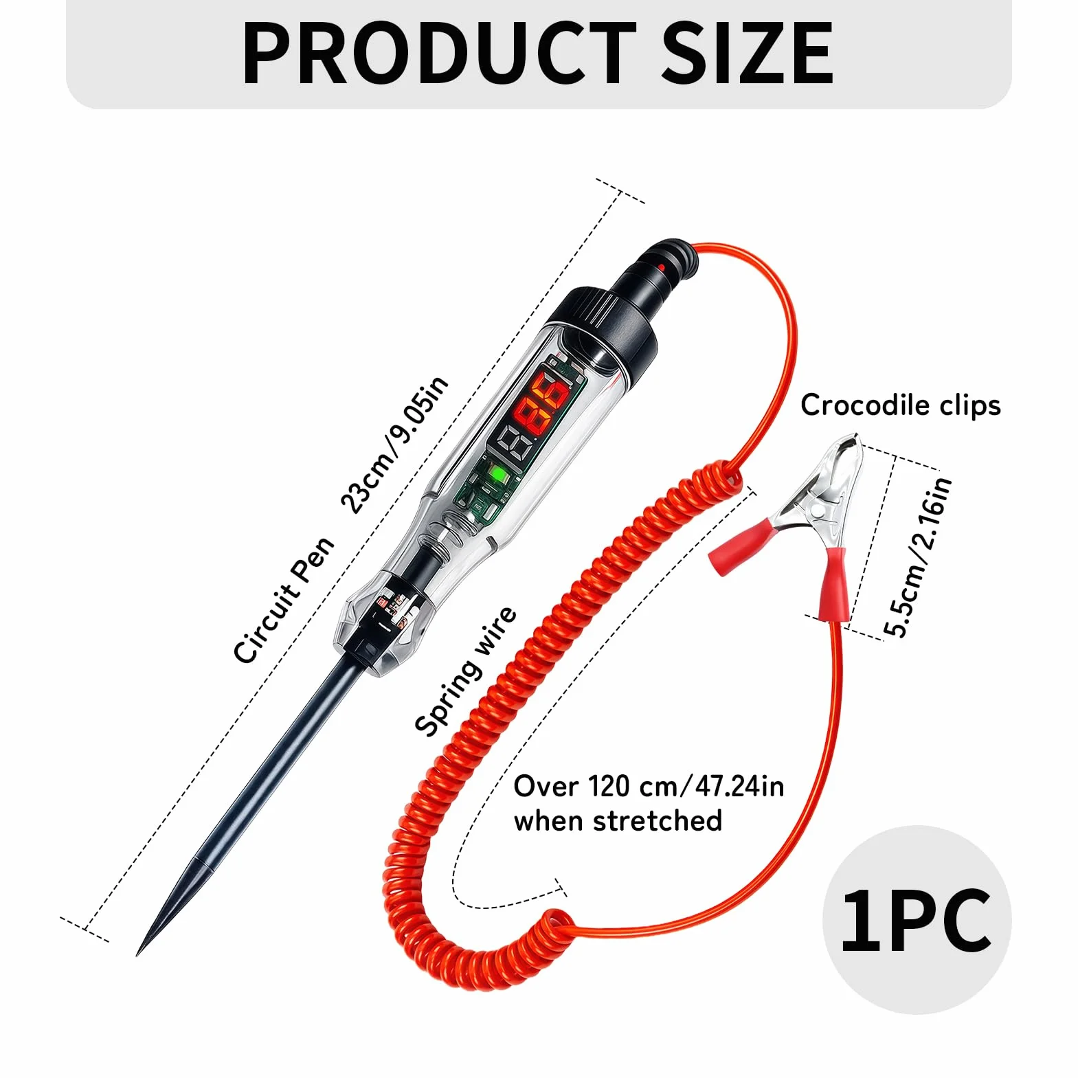 Probador de Circuito Automotriz Digital 3-120V DC Comprobador de Fusibles con Pantalla LED