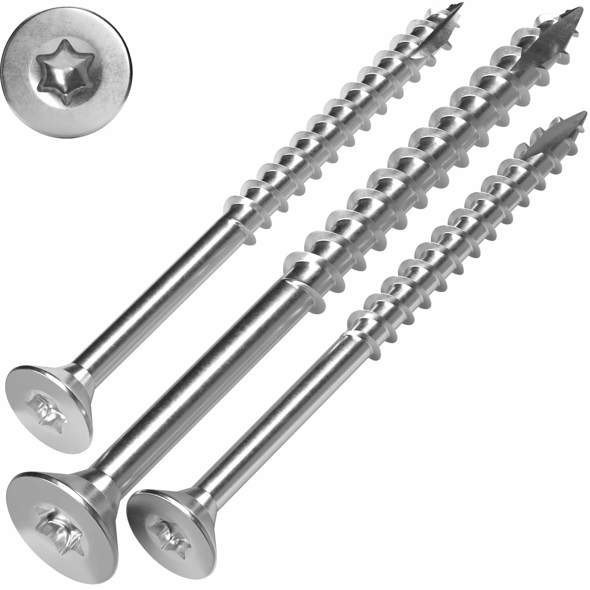 SCREW REBEL Tornillo para aglomerado de acero inoxidable A2, 8 x 140 mm, 100 unidades, TX40, rosca parcial, punta de corte, tornillo para madera con cabeza avellanada