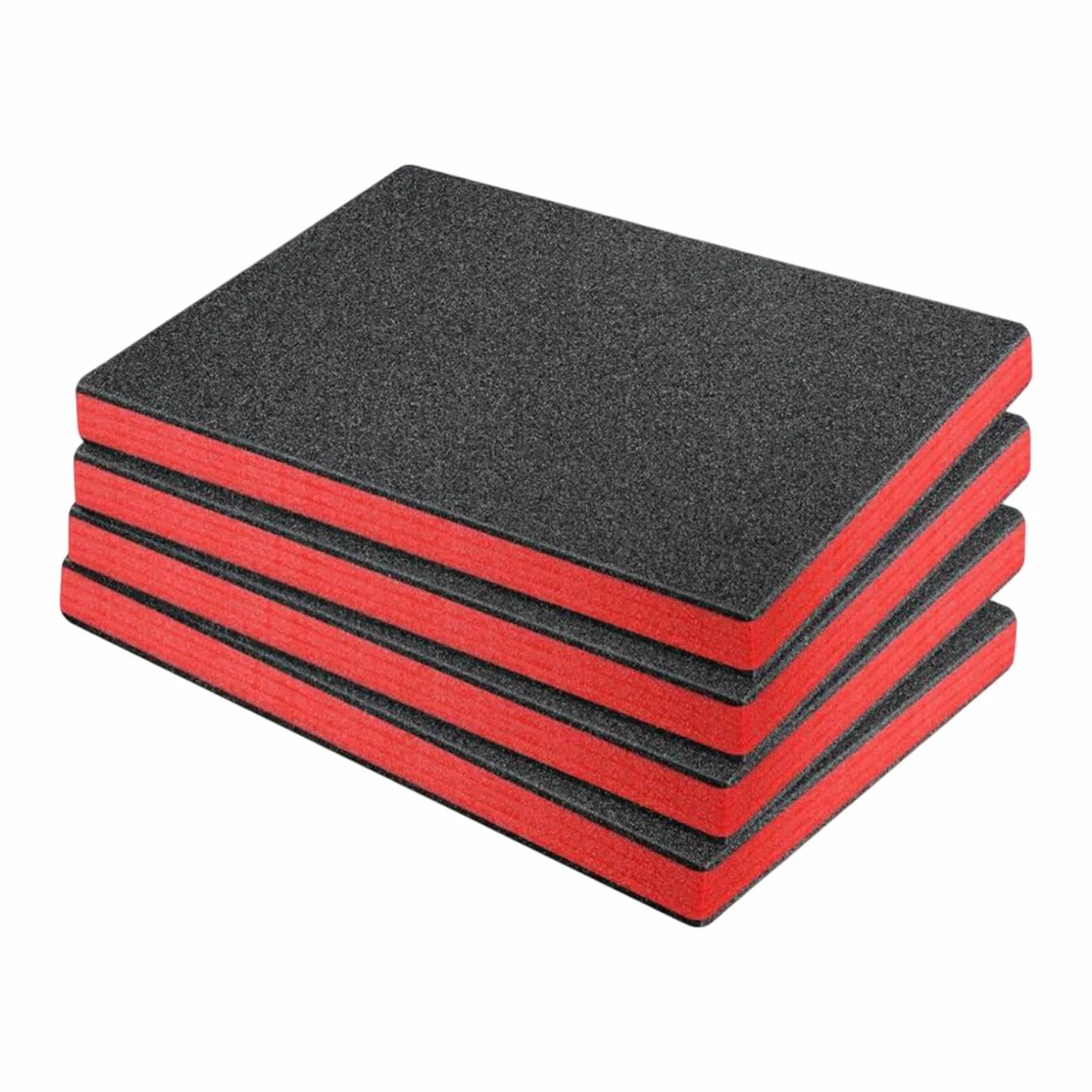 4 Piezas Insertos de Espuma para Maletas, Láminas de Espuma EPE, Almohadilla de Polietileno Rojas y Negras Recortables para Caja de Herramientas, Cajón de Almacenamiento, 40cmx35cmx2.5cm