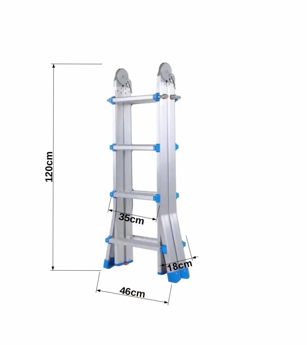 TREPPE Escalera Articulada Plegable Telescópica Multifunción Aluminio 4x4 Escalones 3,98m