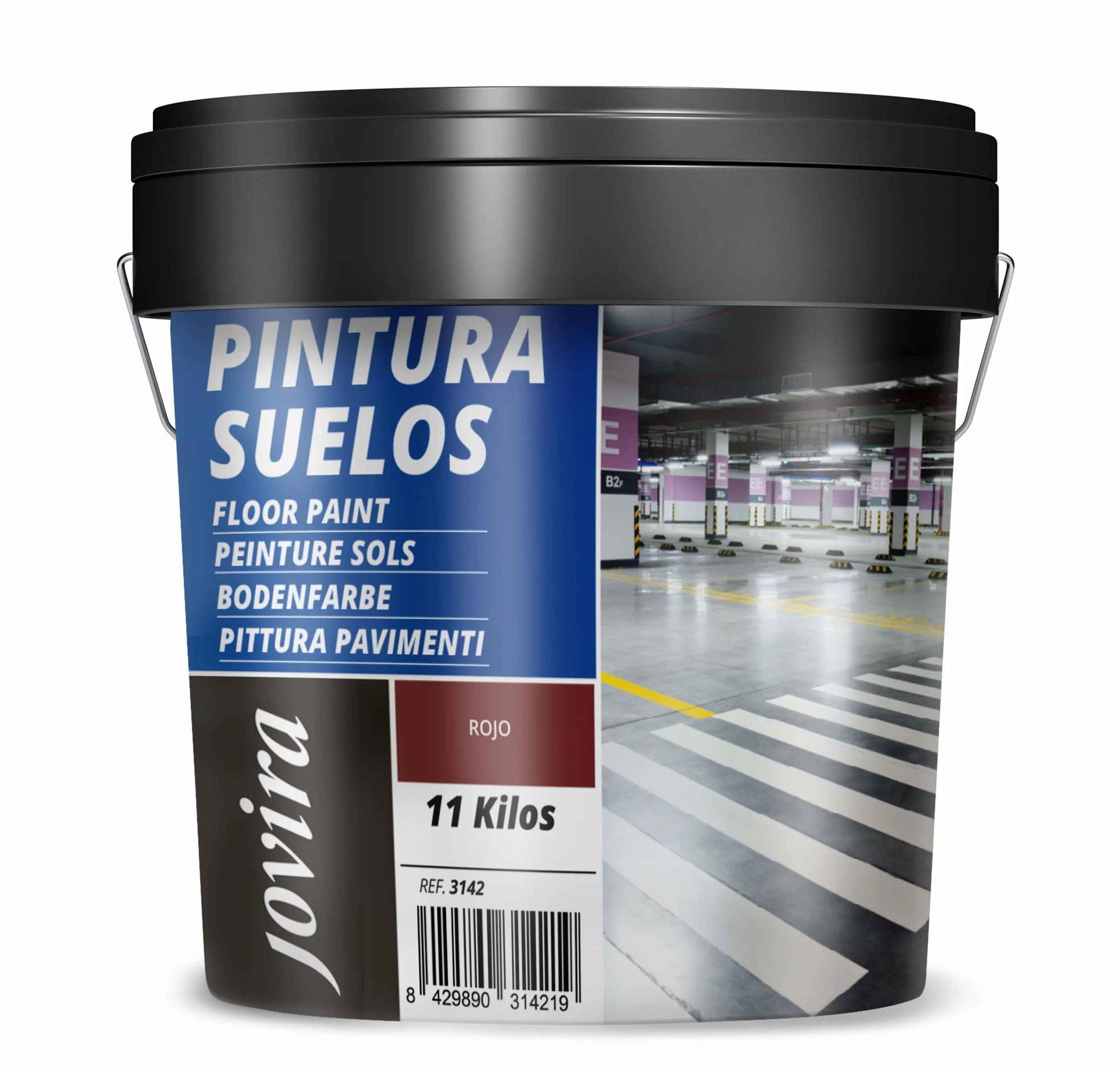 JOVIRA PINTURAS Pintura Suelos, Garajes y Pavimentos Deportivos, En General, Acabado Mate, Protege y Decora Las Superficies de Hormigón, Cemento y Asfalto, (11 Kg, Rojo) A-17D