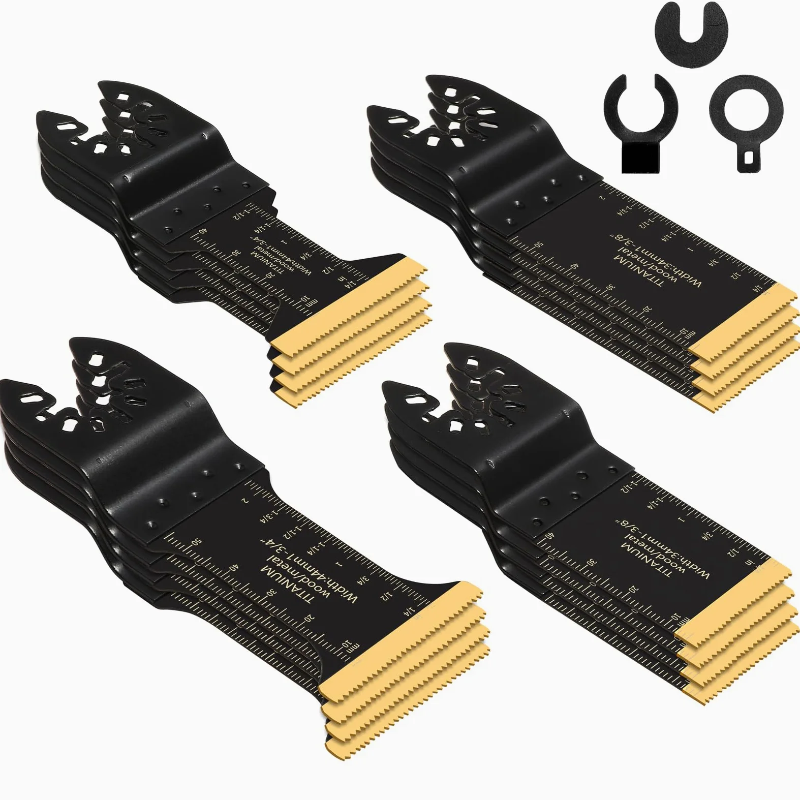 16 hojas de sierra oscilantes de titanio para corte de metal, cuchillas multiherramienta universales para materiales duros, metal, clavos, madera, plástico, kits de cuchillas multiherramienta