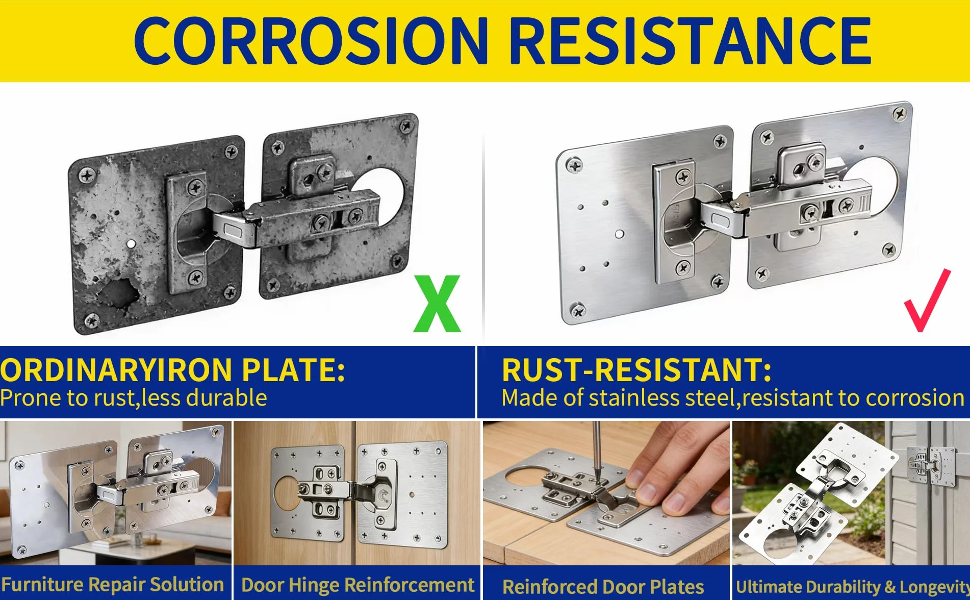 Armario placa de reparación de bisagras con tornillos de fijación para muebles de madera (2)