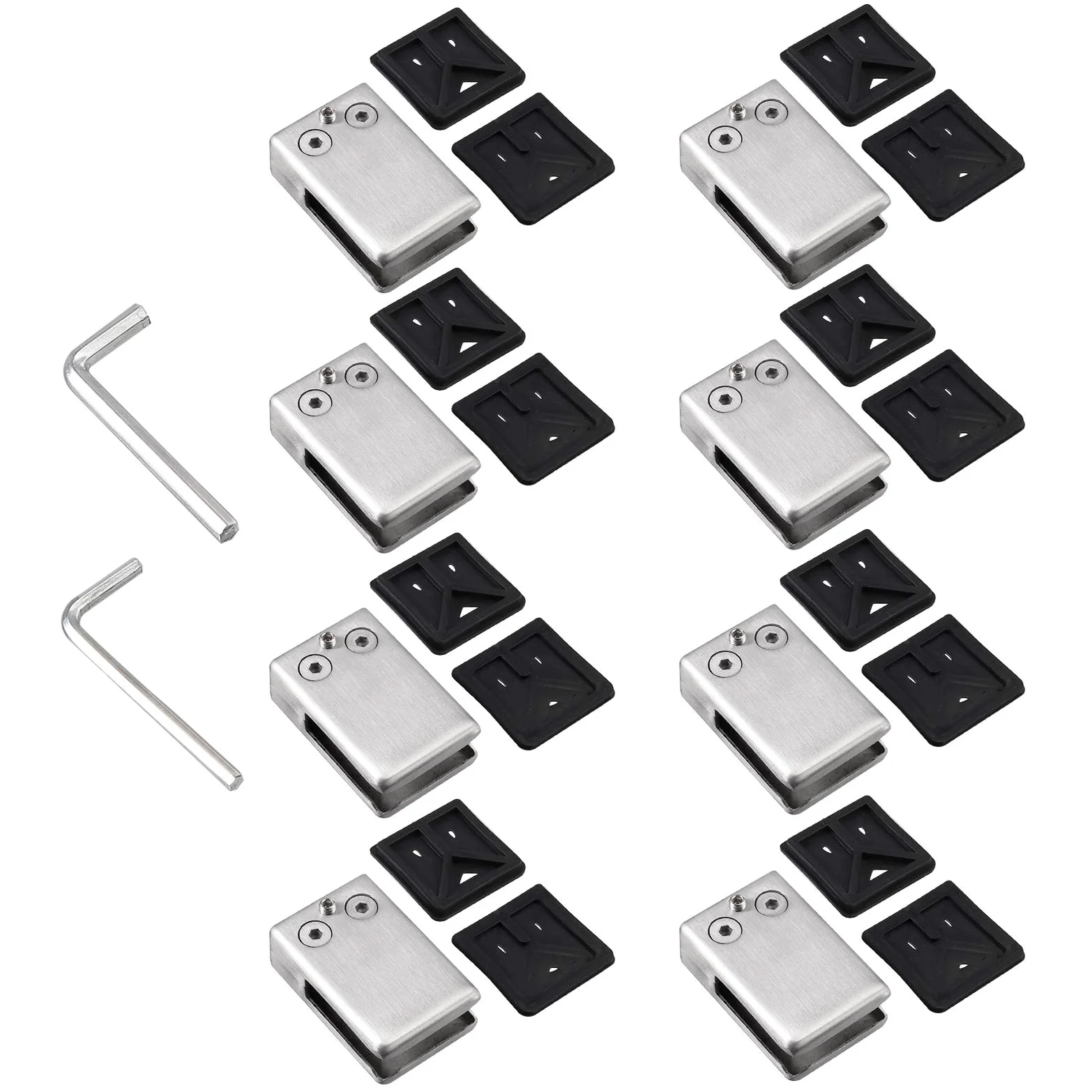 Proster Abrazaderas de Cristal 8PCS Clips de Vidro Cuadrado Acero Inoxidable 304 Glass Clamp Abrazaderas para Barandilla Escalera Pasamano-Satinado 11/12mm