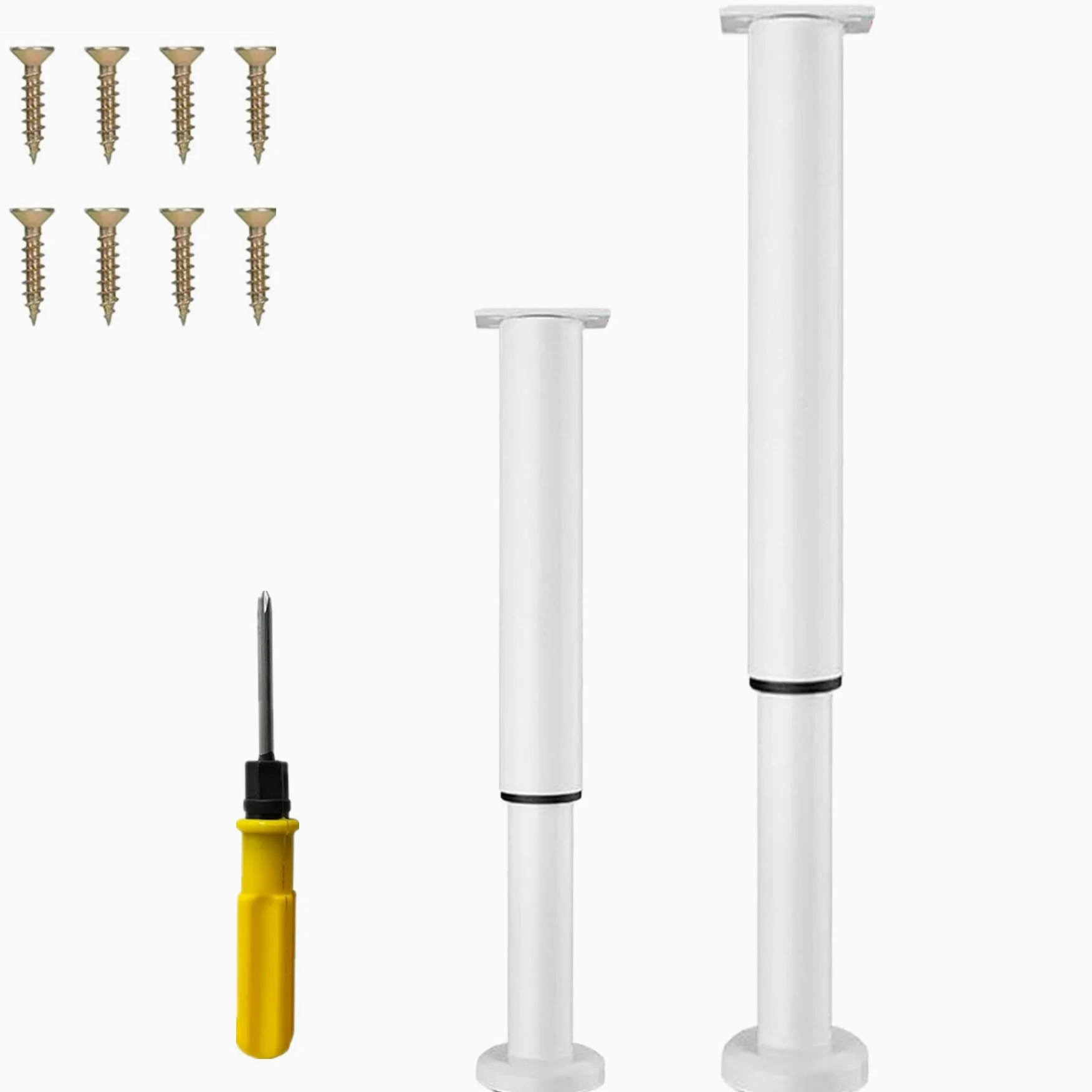 2PCS Patas Pies Ajustables Pata de MeAjustable,Regulables con 16 Kit Destornillador y Tornillos,para Armarios Mesillas de Noche Camas Escritorios Cómoda Estantería (Blanco, 40-70 cm)