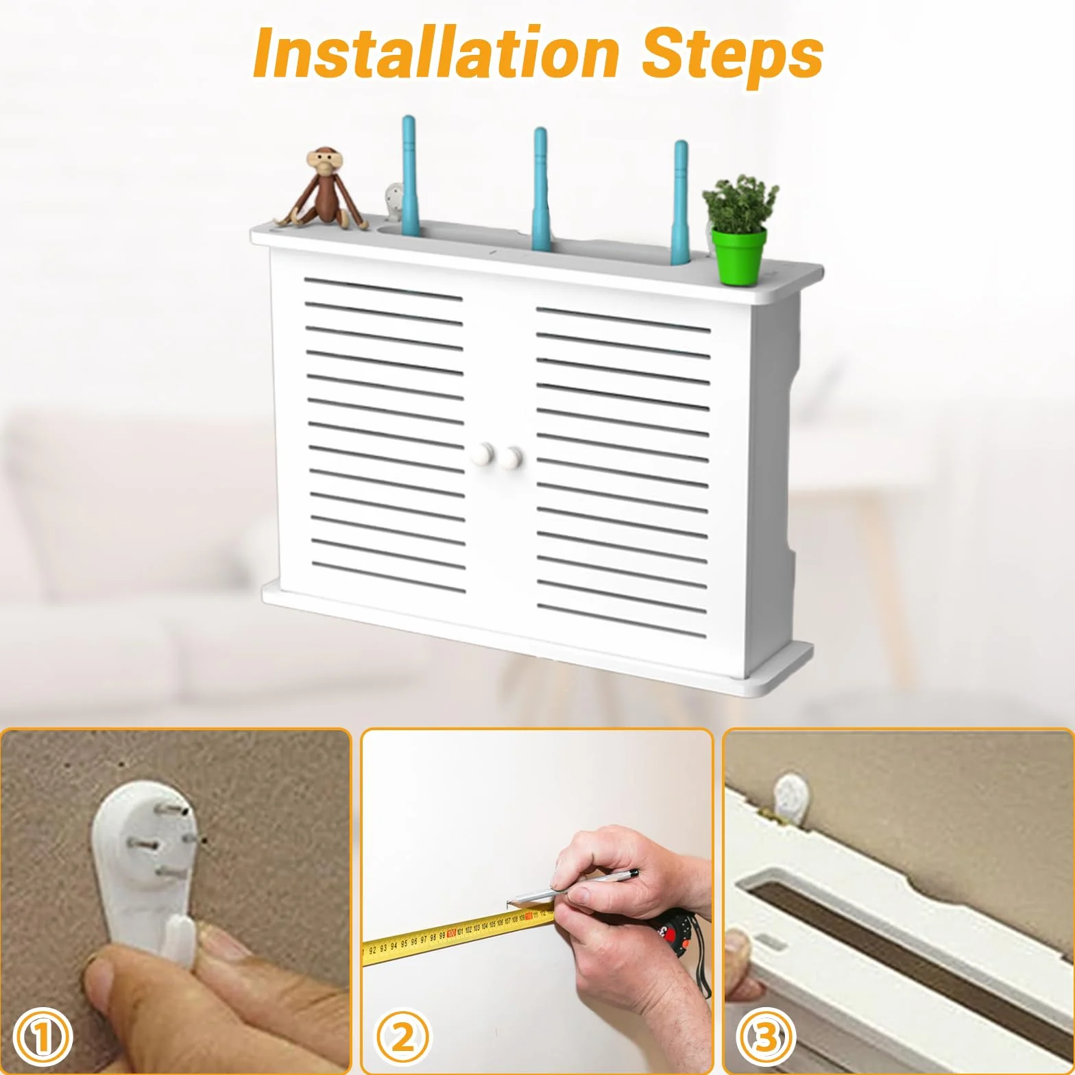 GAESHOW Caja Router y Soporte WiFi para Pared, Almacenamiento y Decoración del Hogar, Enrutador Flotante