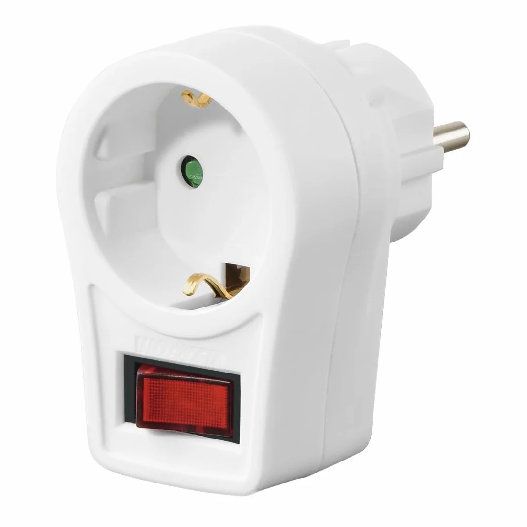 Hama Enchufe con interruptor Adaptador de toma de corriente protección ahorrar energía Blanco