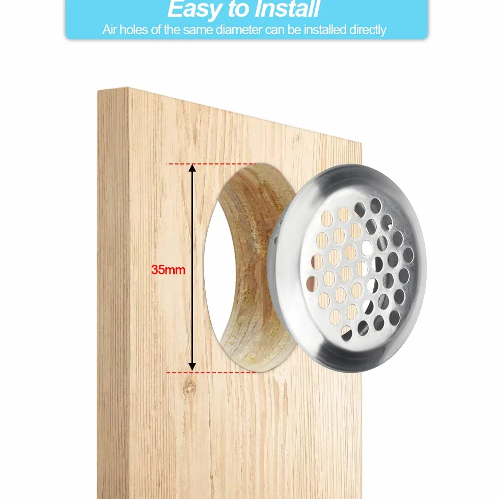 30 PCS Rejillas Ventilacion Redondo Acero Inoxidable Redondas de Malla Agujero Circular de Rejilla de Ventilación Gabinete Orificio de Ventilación para Guardarropa, Gabinete del Zapato