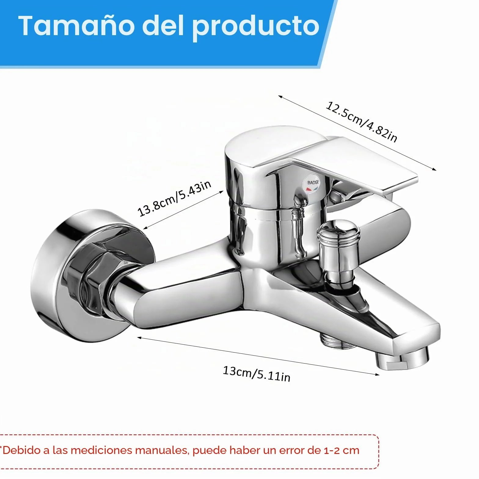 Bocguy Grifo mezclador para bañera, grifo de bañera, grifo de ducha, grifo monomando, salida de ducha para bañera y ducha, cartucho de cerámica cromado