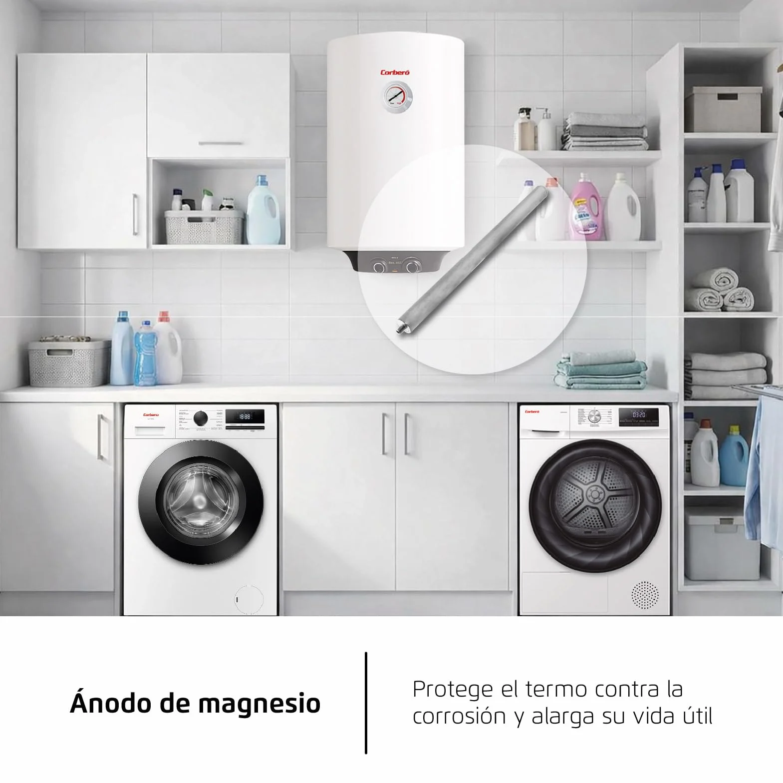 Corberó Termo Eléctrico CTM80ENV 80L Resistencia Envainada Eficiencia Energética C